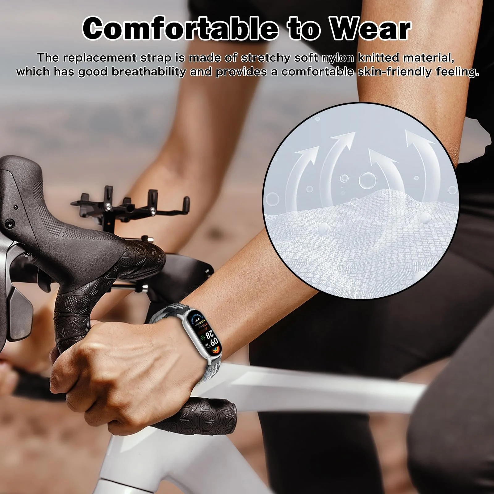 DL3 Mobilak Braided Strap for Xiaomi Mi Band 10/9/8, Men Women Breathable Elastic Nylon with Magnetic Buckle Watch Band for Xiaomi Smart Band 10/Xiaomi Smart Band 9/8 - Dark Chocolate