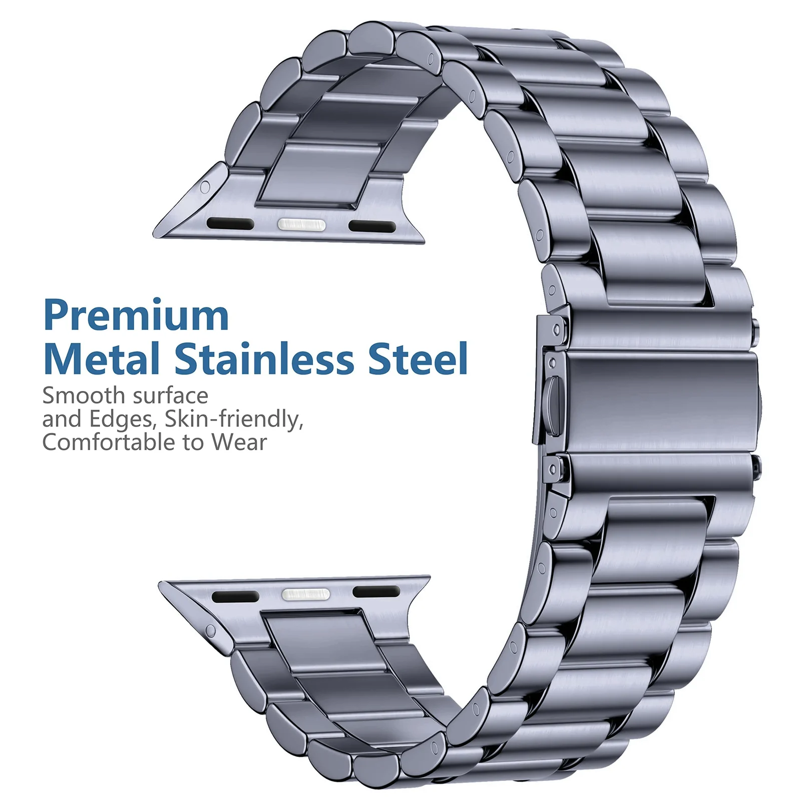 DL3 Mobilak Stainless Steel Band with Case Compatible with Apple Watch Band 45mm Series 9/8/7, Men Woman Business Strap with Protective Bumper Cover for iWatch Series 7/8/9 45mm - Gray
