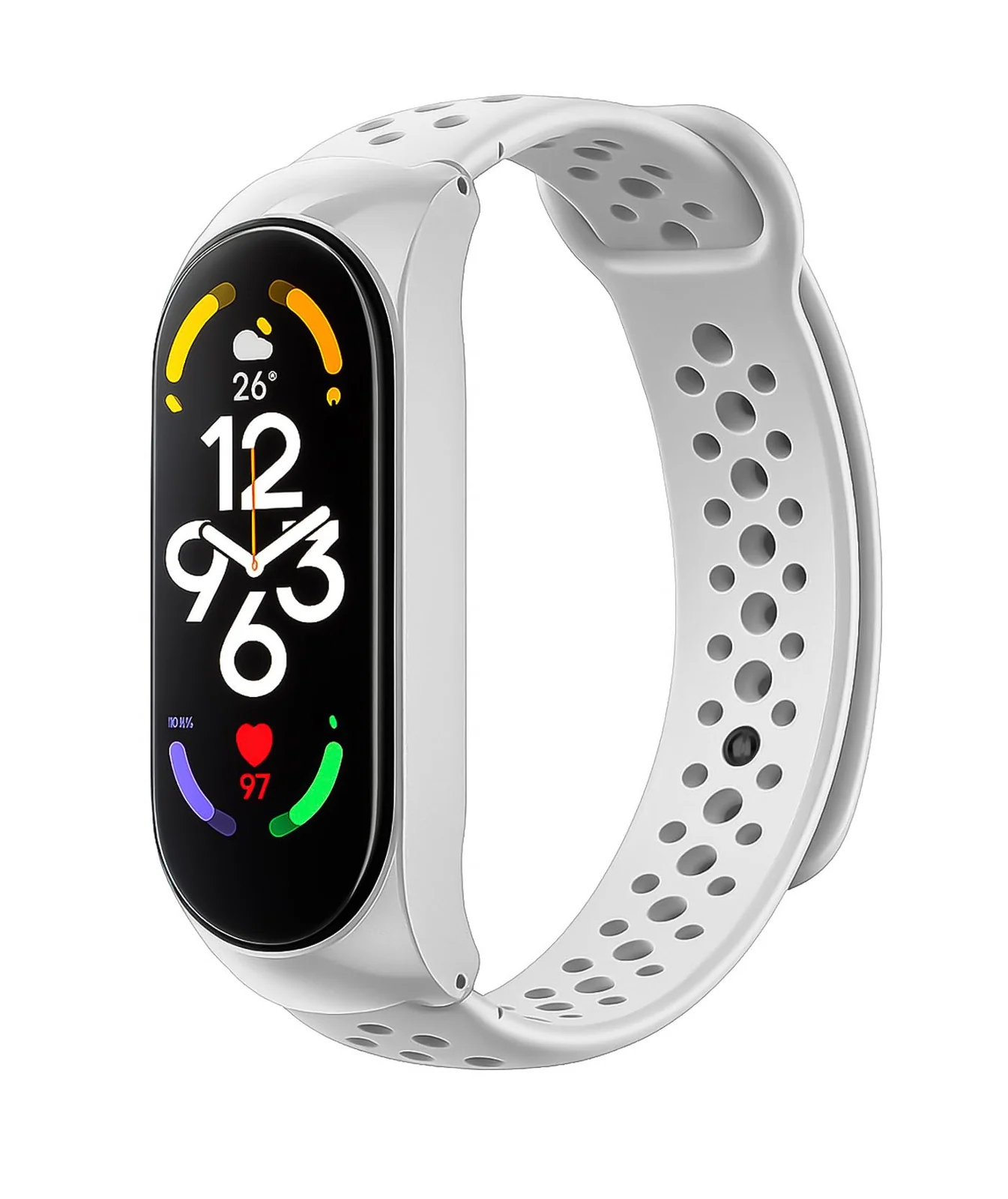 DL3 Mobilak Xiaomi Mi Band 10/9 / 8 Protective Sport Band with Case, Soft Silicone Strap with Built-in Cover, Breathable Vent Holes For For Xiaomi Smart Band 10/9/8 - White