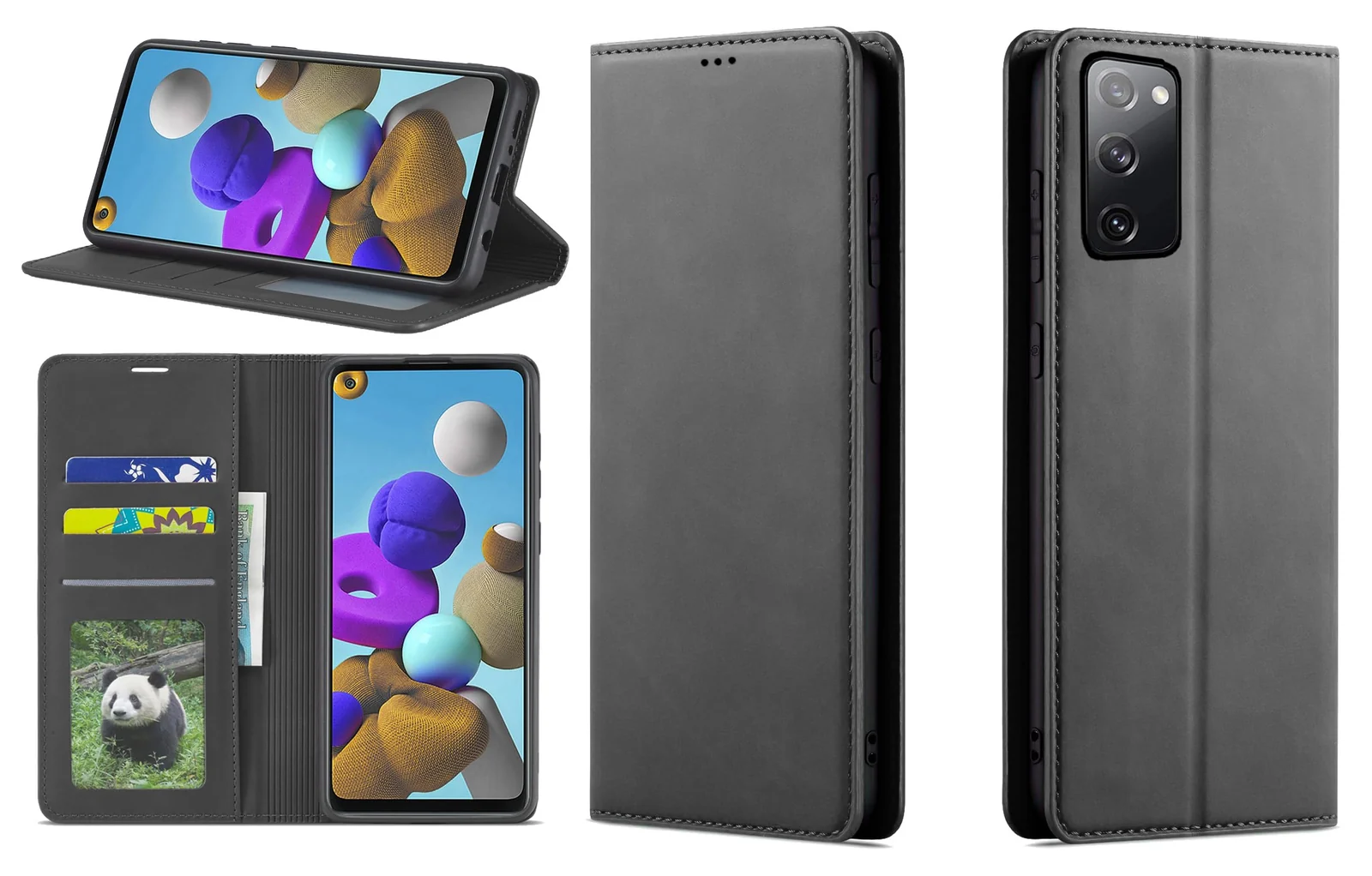 Dl3 Mobilak Premium PU Leather Flip Folio Case for Samsung Galaxy S20 FE 4G 5G 2020/2022, Magnetic Closure Protective Case Kickstand Card Cash Slot Shockproof Durable Wallet Cover Soft TPU (Gray)