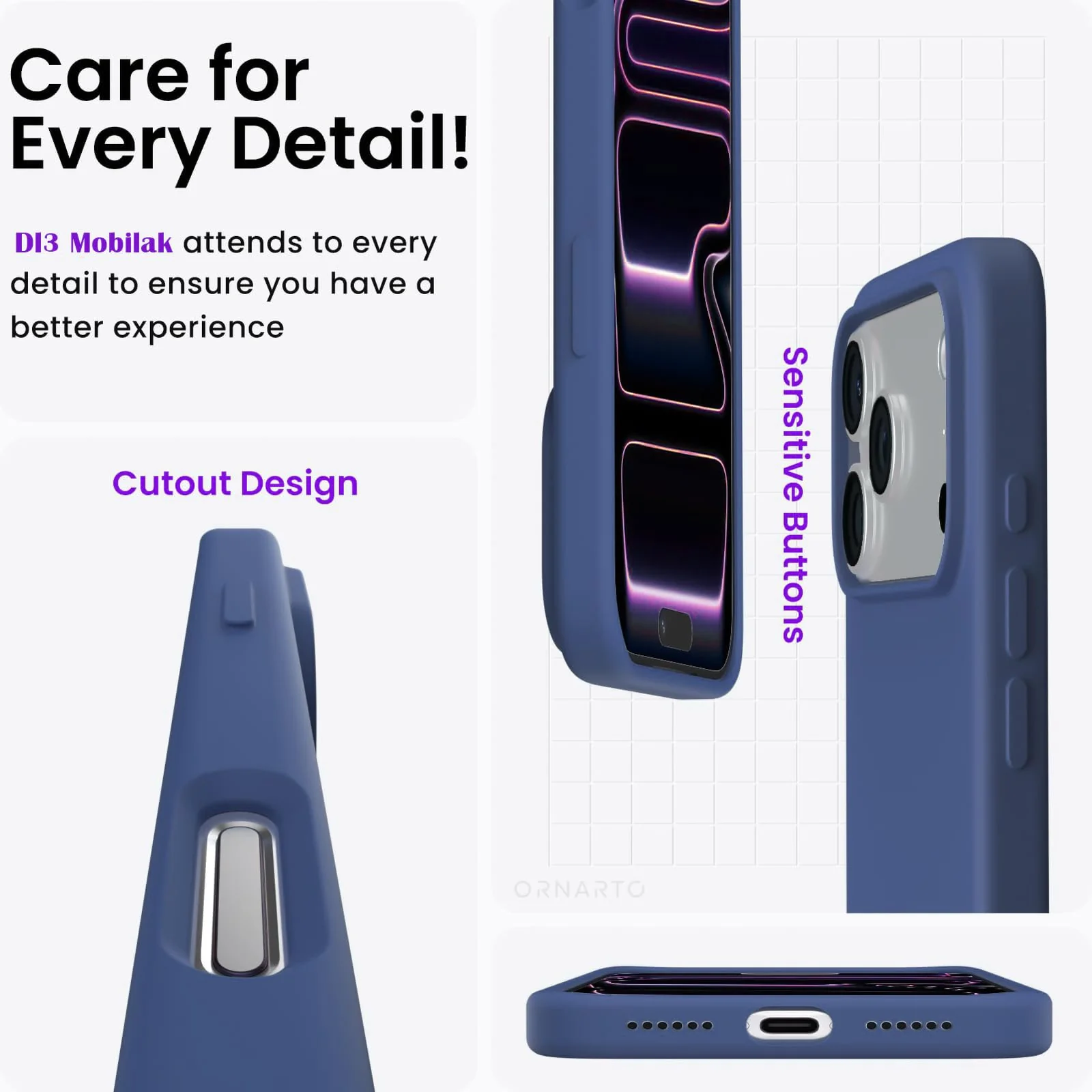 DL3 Mobilak Liquid Silicone Case for iPhone 17 Pro Max 6.9-Inch, Supports wireless charging, Shock-absorbing protection, Scratch-resistant surface - Blue 2
