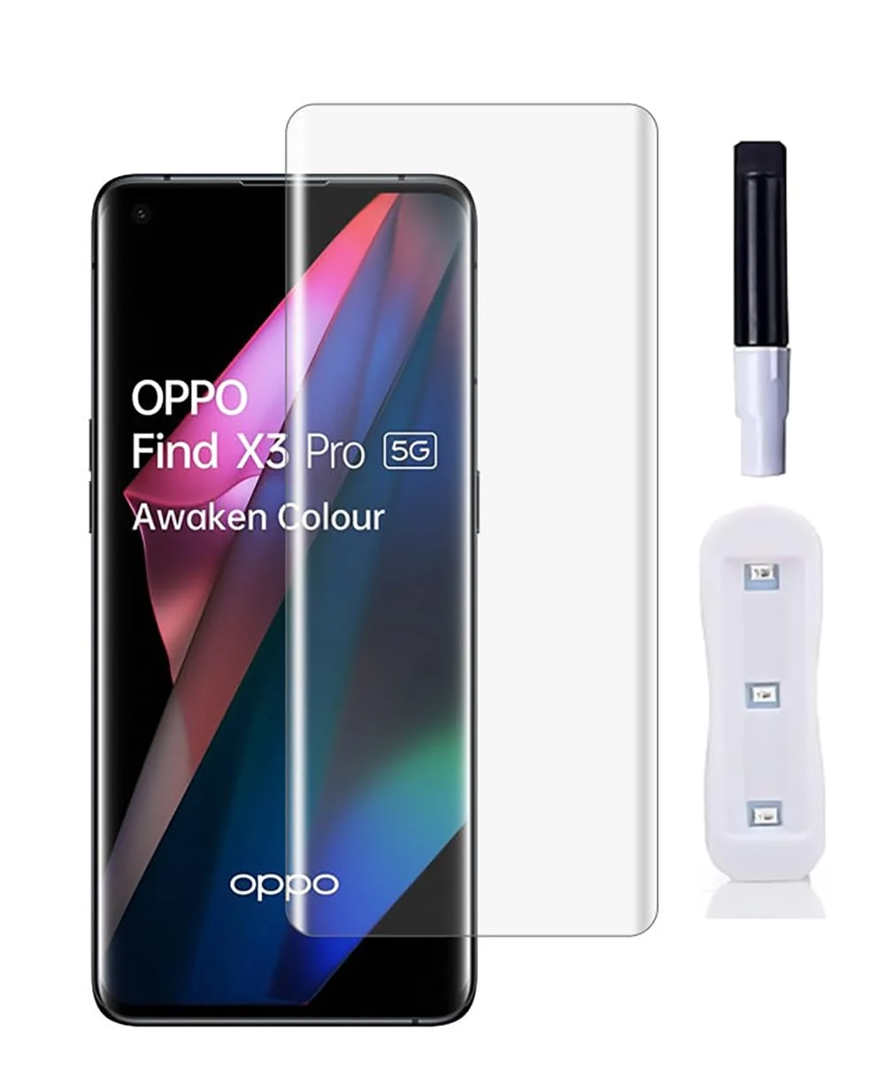 DL3 Mobilak OPPO Find X3 Pro Screen Protector [Liquid UV Tempered Glass] Full Screen adhesive [Sensitive Touch][Fingerprint Sensor Compatible] HD - Clear