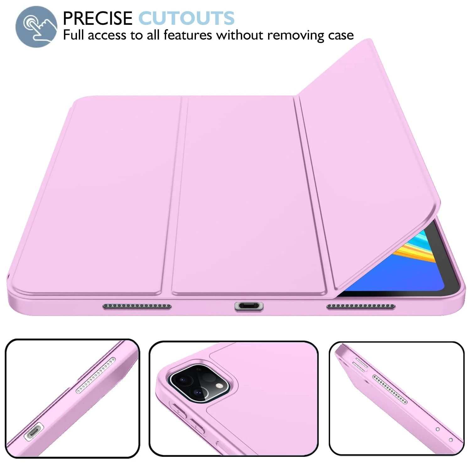 DL3 Mobilak iPad Pro 11 Inch Case 2022(4th Gen)/2021(3rd Gen)/2020(2nd Gen) with Pencil Holder, Smart Case [Support Touch ID and Auto Wake/Sleep] with Auto 2nd Gen Pencil Charging - Electric Lavender