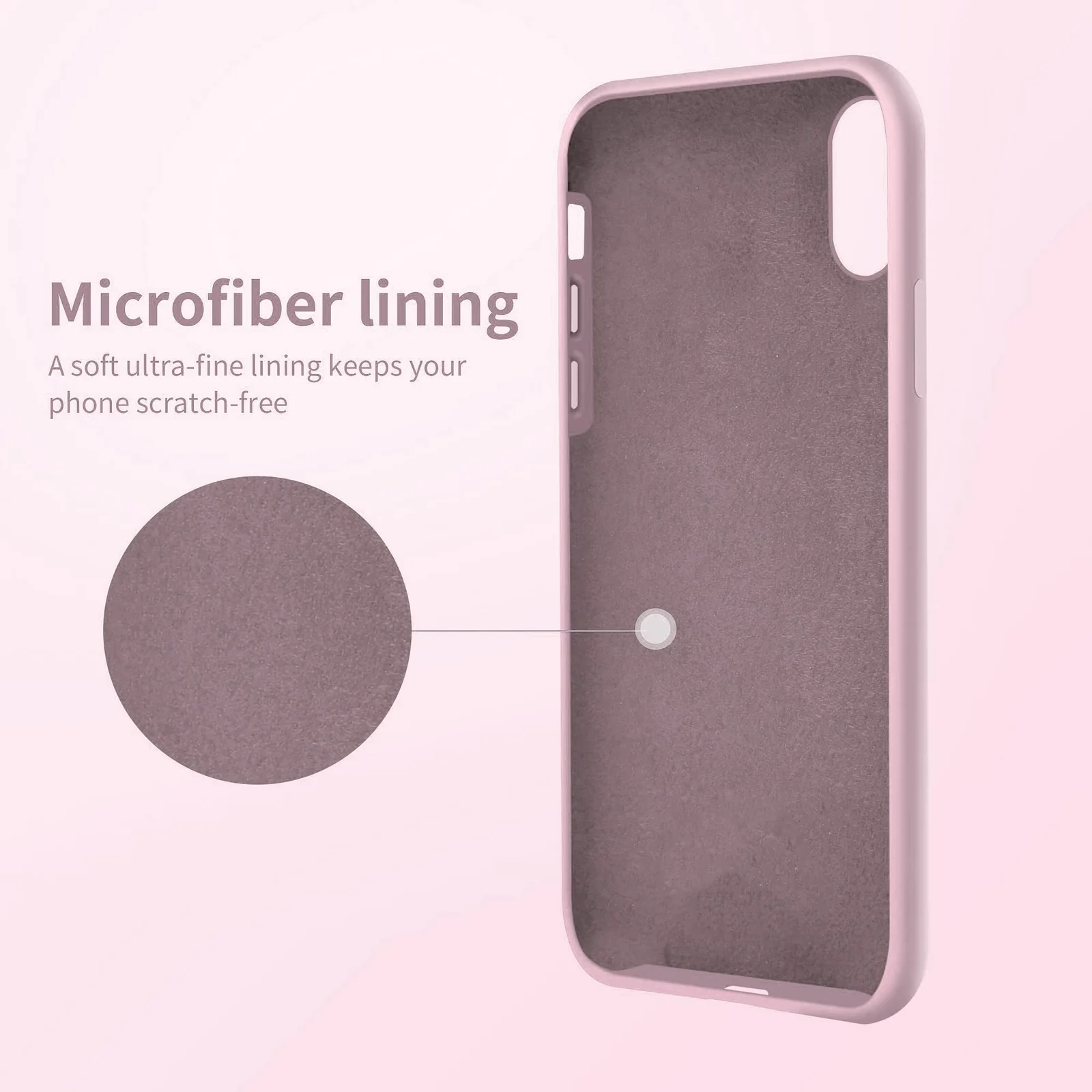 DL3 Mobilak Compatible with iPhone X/iPhone XS Case, Liquid Silicone, Full Body Protective Cover, Shockproof, Slim Phone Case, Anti-Scratch Soft Microfiber Lining - Pink