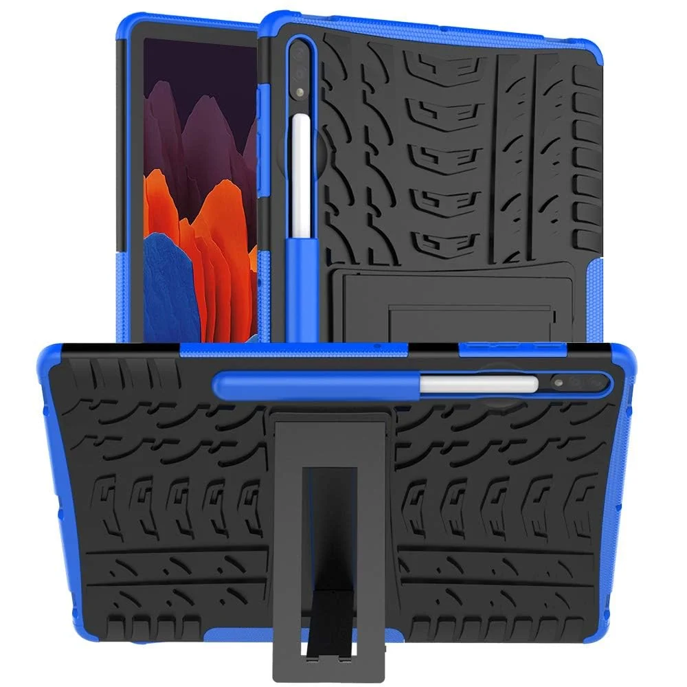DL3 Mobilak Case For Samsung Galaxy Tab S8 Plus 2022/S7 FE 2021/S7 Plus 2020 12.4 Inch, Hybrid Rugged Armor Heavy Duty 2 in 1 TPU + PC Combo Dual Layer Shockproof Case with Kickstand - Blue