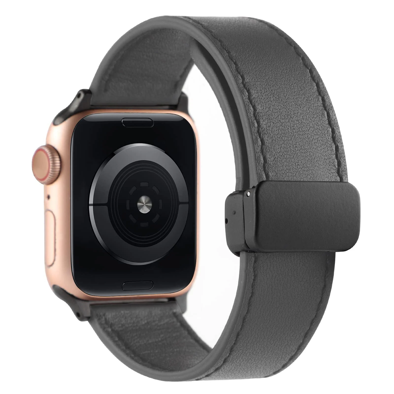Dl3 Mobilak Leather Bands Compatible with Apple Watch Band 49MM 45MM 44MM 42MM, Leather Magnetic Buckle Design Strap For iWatch Ultra Ultra 2 SE Series 9 8 7 6 5 4 3 2 1 (Grey), unisex-adult