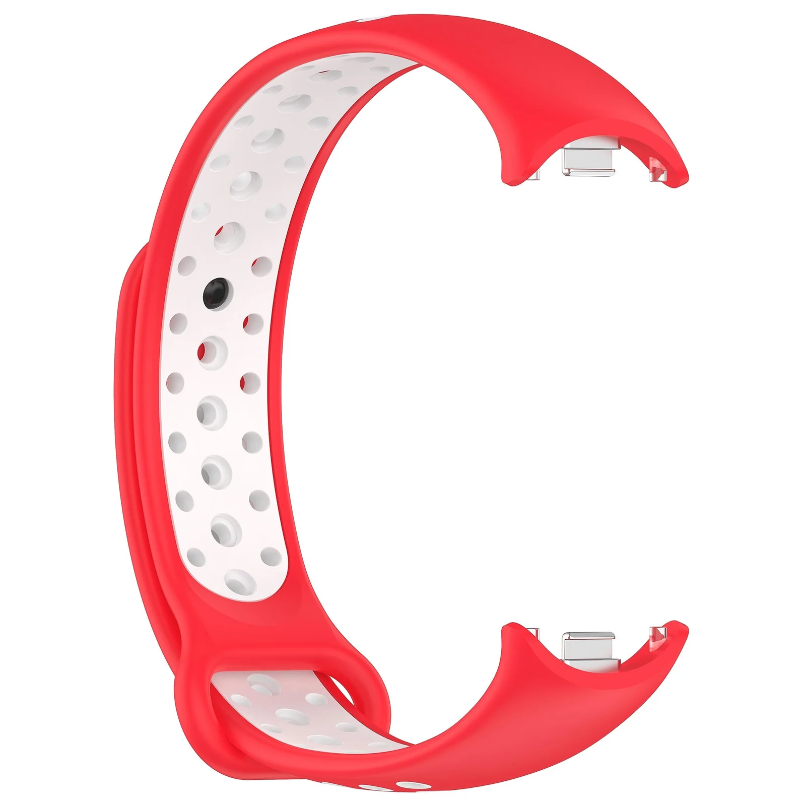 DL3 Mobilak Strap for Xiaomi Mi Band 8, Breathable Sport Silicone Watch Band Strap, Replacement Bracelet Wristband Wrist Strap for Xiaomi Smart Band 8 Watch Accessories - Red White