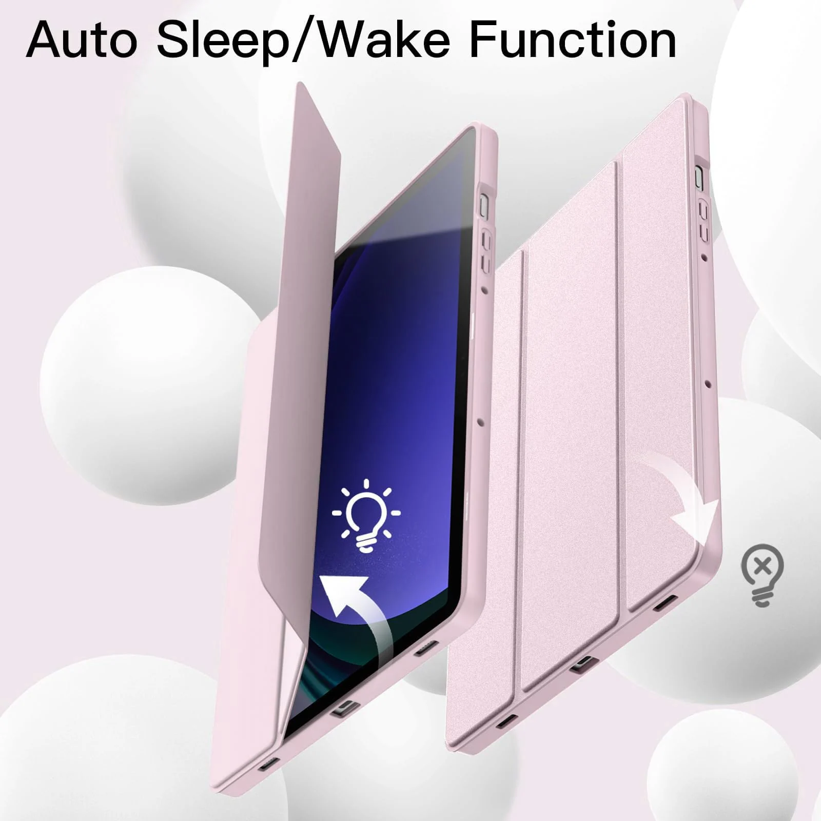 DL3 Mobilak Smart Case For Xiaomi Redmi Pad SE 11 inch Tablet 2023 Cover with Pencil Holder, Soft TPU Smart Stand Back Cover Auto Wake/Sleep - Rose Gold