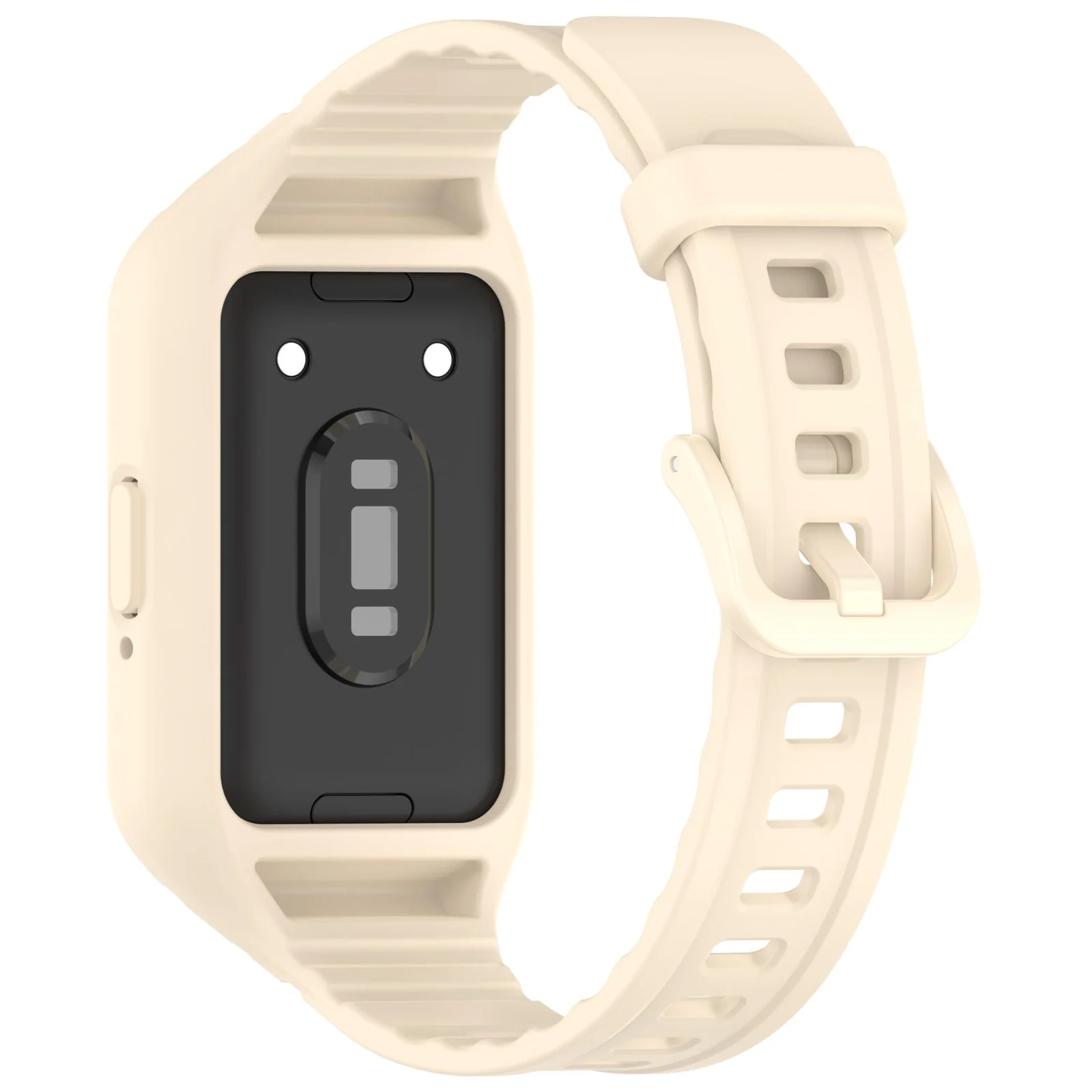DL3 Mobilak Strap Compatible with Samsung Galaxy Fit 3 SM-R390, Silicone Sport Band Replacement Watchband with Bumper Case for Samsung Galaxy Fit 3, Adjustable Wristband - Beige