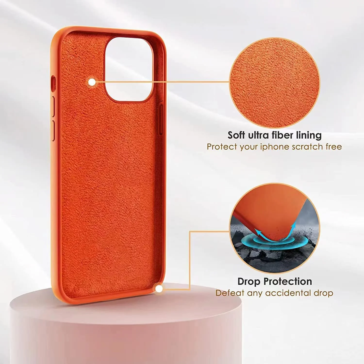 DL3 Mobilak Compatible with iPhone 11 (6.1 Inch) Case, Liquid Silicone Case, Full Body Protective Cover, Shockproof, Slim Phone Case, Anti-Scratch Soft Microfiber Lining - Orange