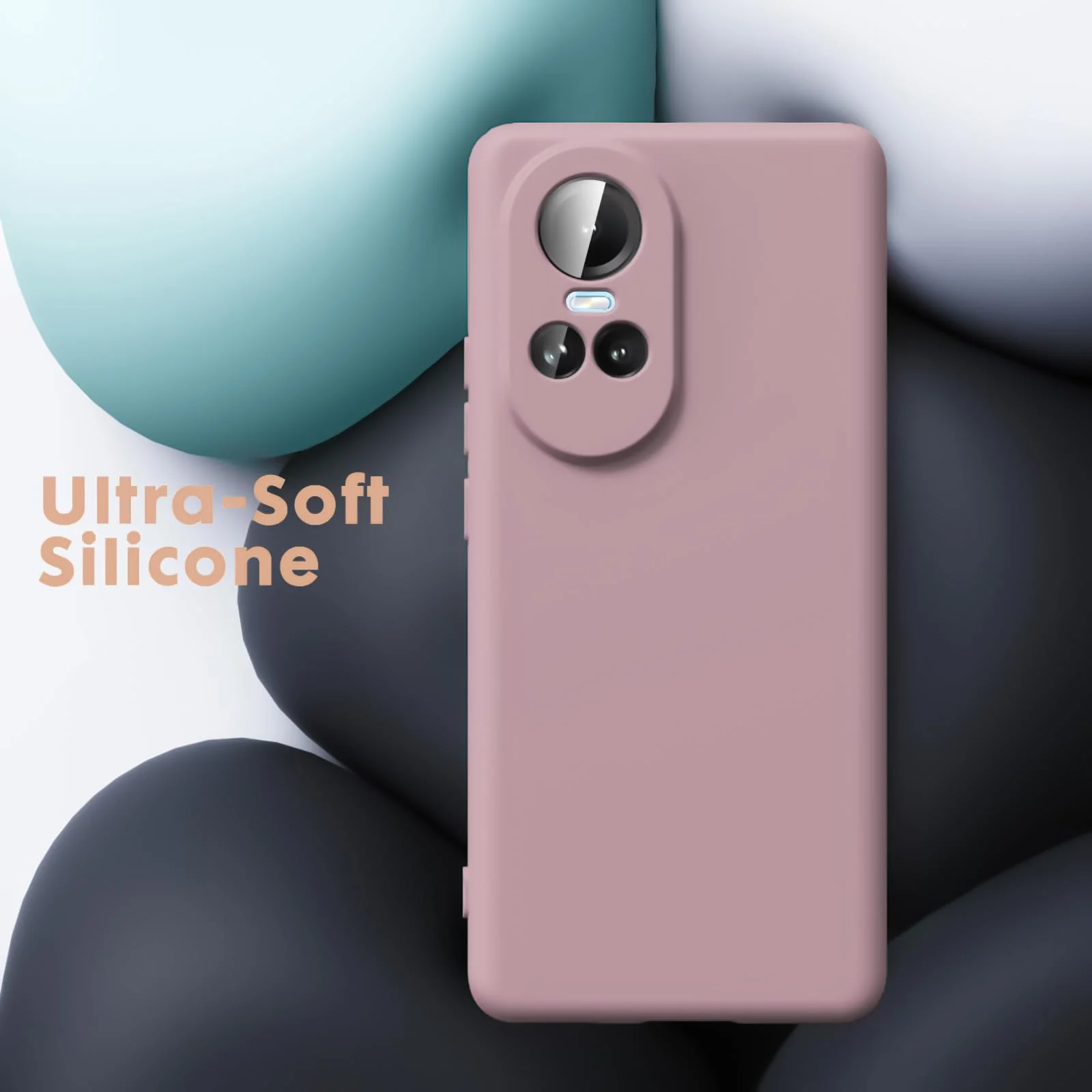 DL3 Mobilak Liquid Silicone Protective Case for OPPO Reno 10 with Microfiber Lining and Shockproof Design - Cashmere