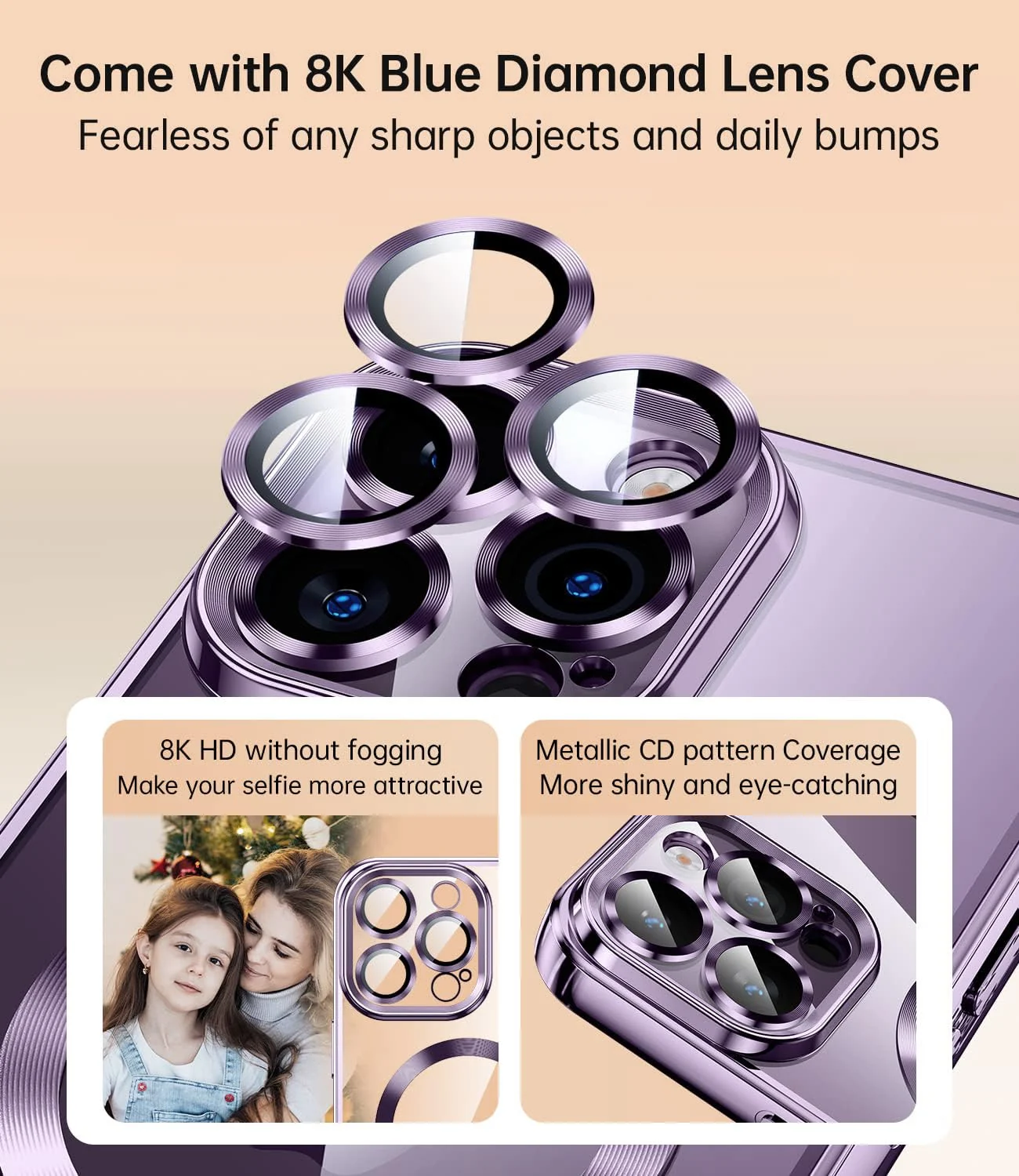 DL3 MOBILAK MagSafe Phone Case with Camera Lens Protector for Apple iPhone 14 Pro Max, Deep Purple