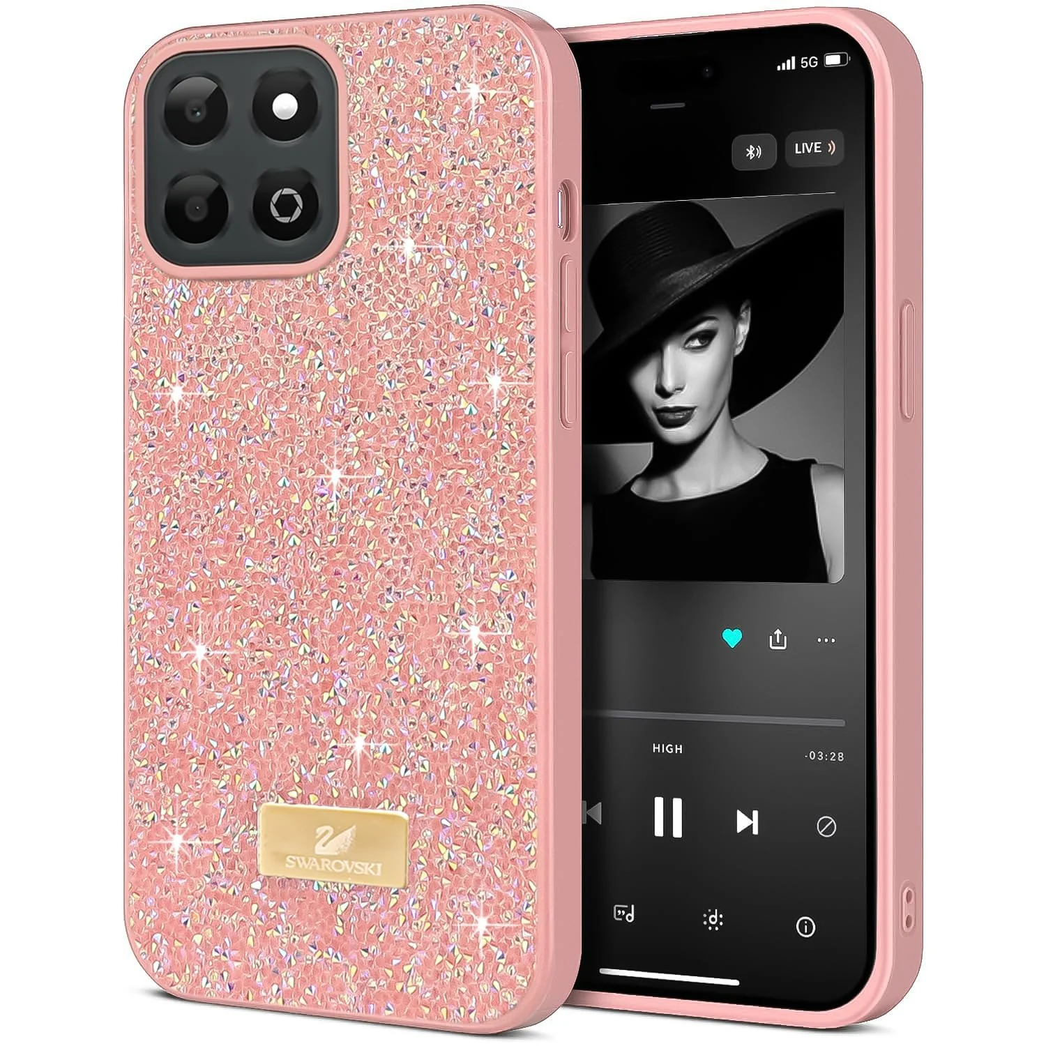DL3 Mobilak Glitter Rhinestone Protective Case for Honor X7C with Shockproof Design