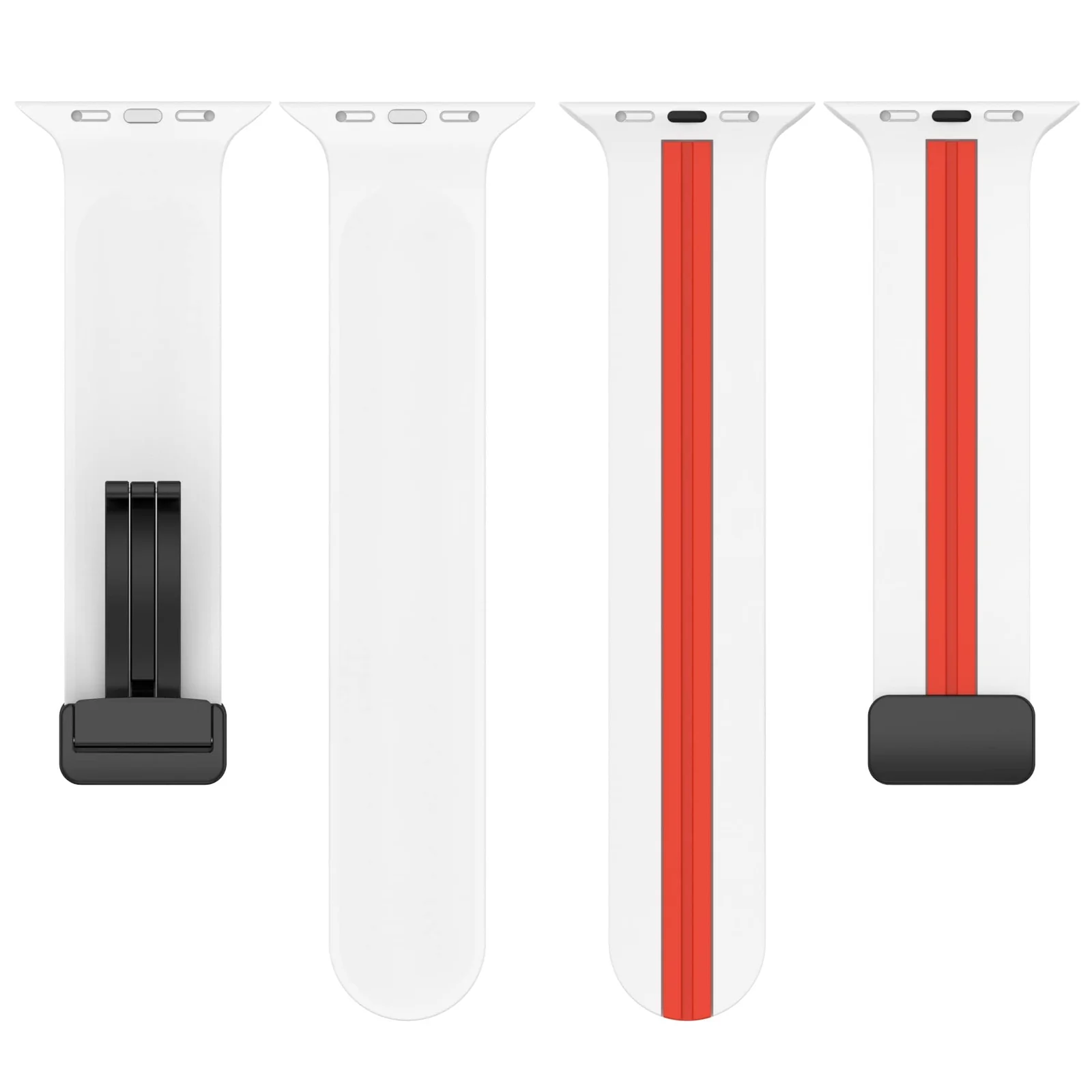 DL3 Mobilak Magnetic Bands for Apple Watch Ultra/Ultra 2 Band 49mm 45mm 44mm 42mm 41mm 40mm 38mm, Soft Sport Silicone Strap for iwatch Series 9/8/7/6/5/4/3/2/1/SE (42mm/44mm/45mm/49mm) - White Red