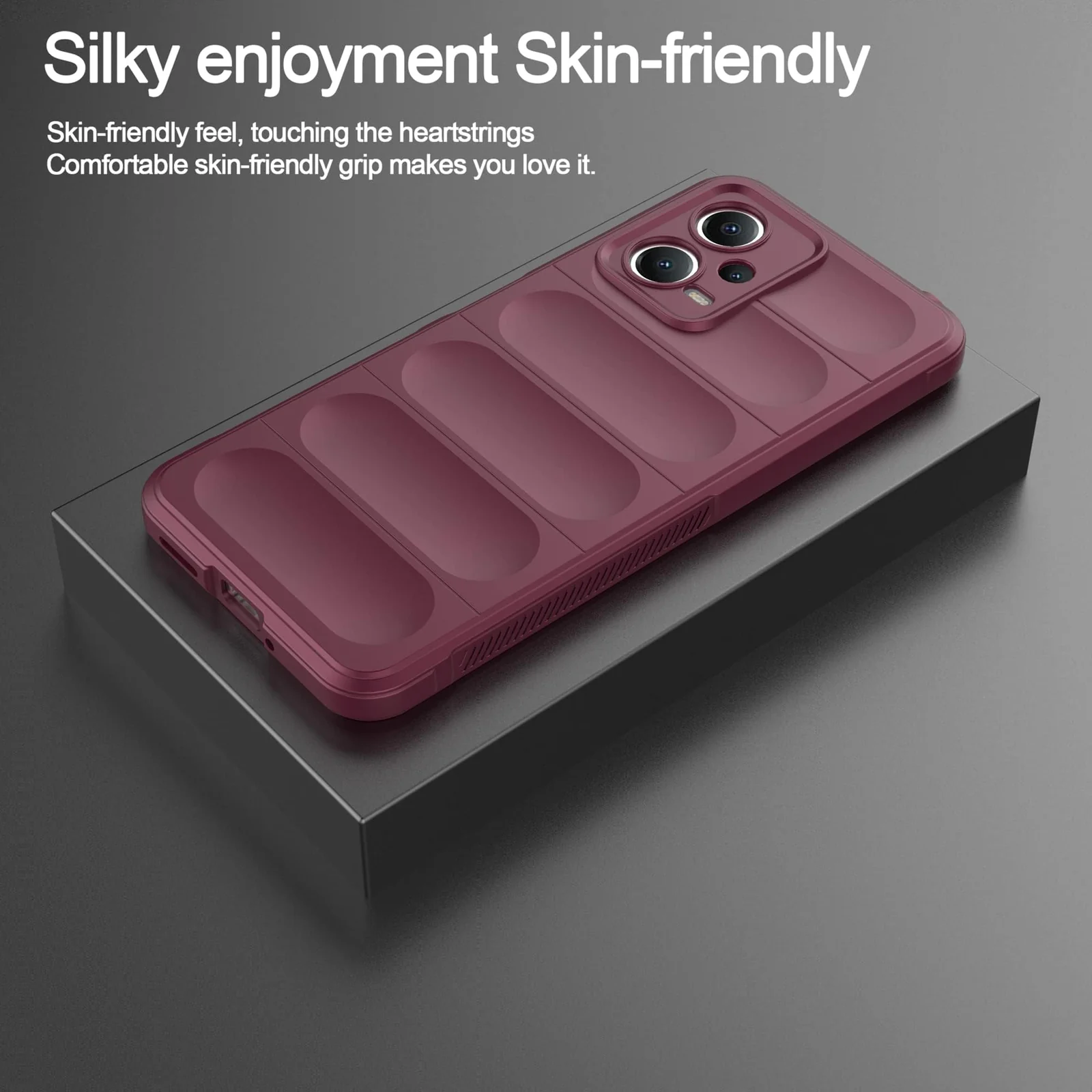 DL3 Mobilak Silicone Case for Xiaomi Redmi Note 12 5G / Poco X5 5G Heavy Duty Protective [Slim Fit] Shockproof Soft Flexible Protective Design TPU Cover With Camera Protection - Wine Red