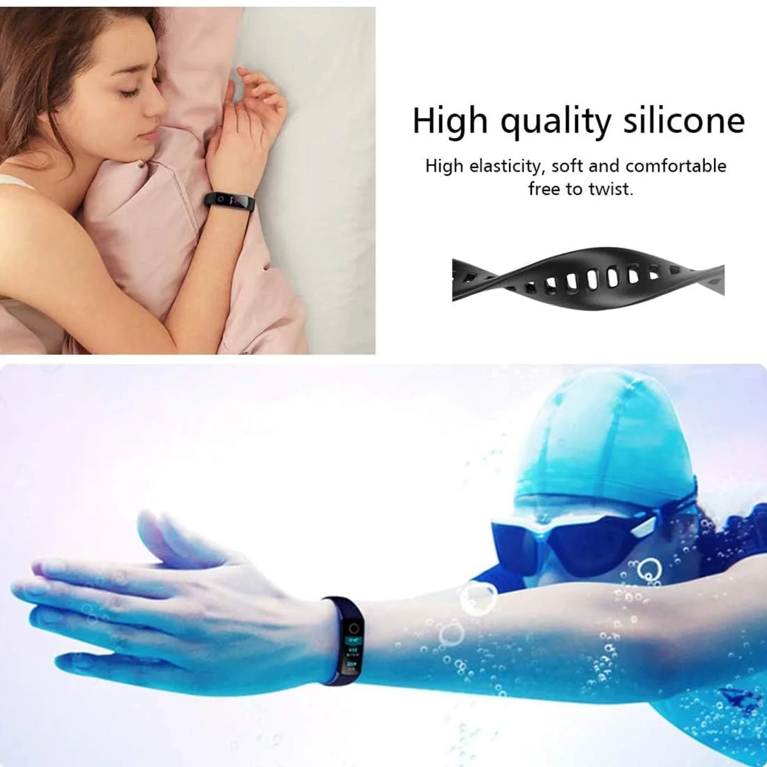 DL3 Mobilak Compatible for Honor Band 5/Honor Band 4 Strap, Soft Silicone Sport Wristband Adjustable Accessory Bracelet Replacement Band for Honor Band 5/Band 4 - Black