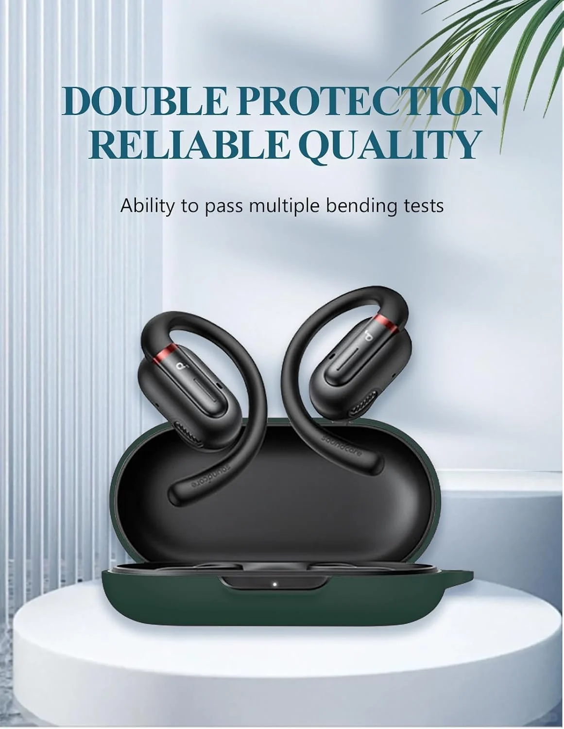 MOBIGON Silicone Earbuds Case with Carabiner for Anker Soundcore V30i, Green