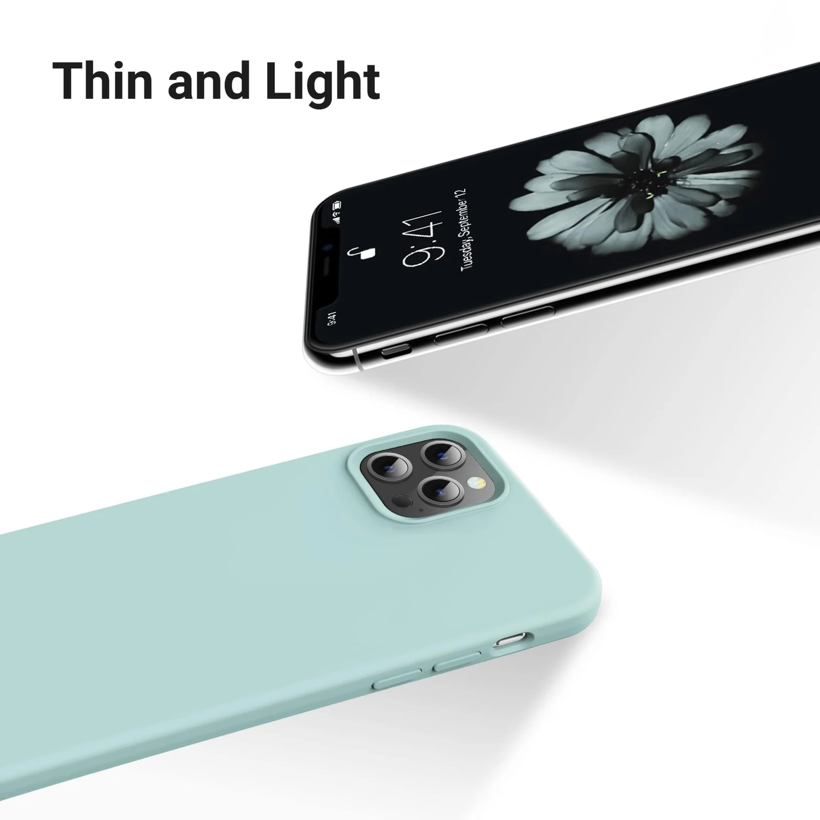 DL3 Mobilak Compatible with iPhone 14 Pro Max (6.7 Inch) Case, Liquid Silicone Case, Full Body Protective Cover, Shockproof, Slim Phone Case, Anti-Scratch Soft Microfiber Lining - A. Mint Green