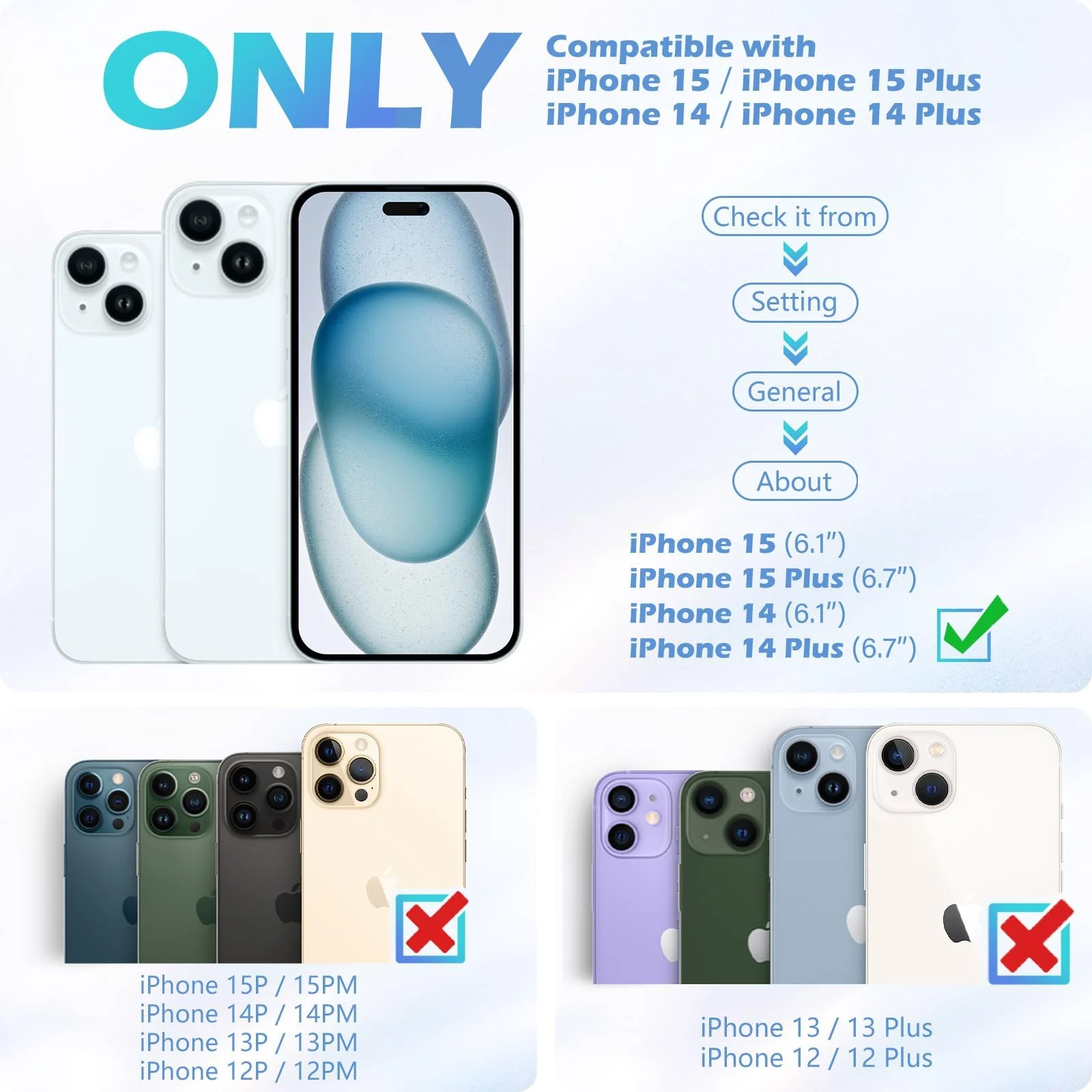 DL3 Mobilak Compatible with iPhone 15/15 Plus & iPhone 14/14 Plus Camera Lens Protector, Anti-Scratch HD Tempered Glass Lens Screen Protection Cover, Metal Individual Lens Ring - Silver