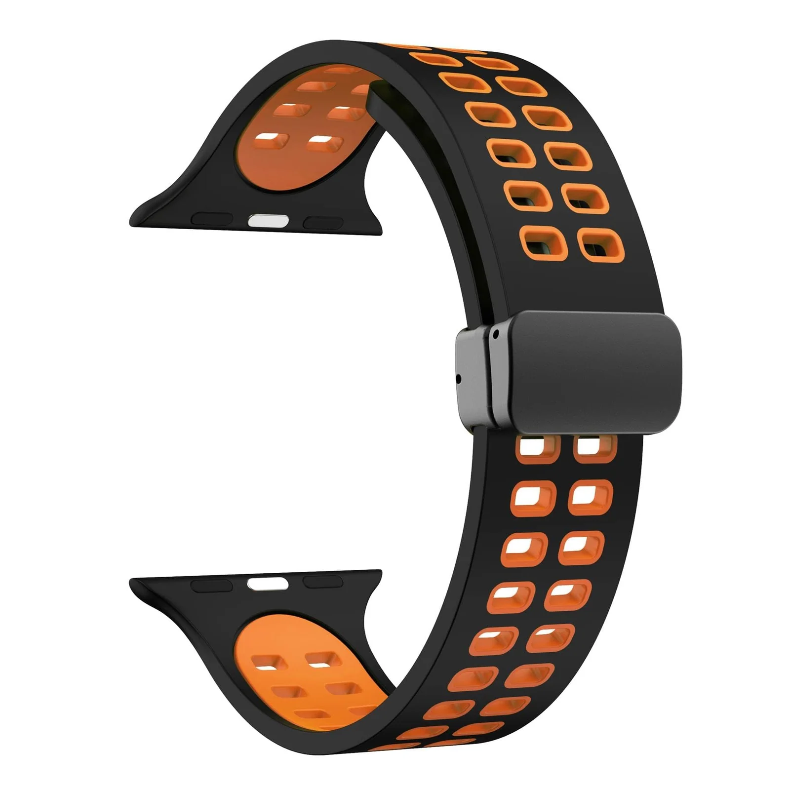 DL3 Mobilak Compatible with Apple Watch Ultra Band 49mm 45mm 44mm 42mm 41mm 40mm 38mm, Silicone Strap with Magnetic for iWatch Ultra SE Series 9 8 7 6 5 4 3 2 1 (38mm/40mm/41mm) - Black Orange