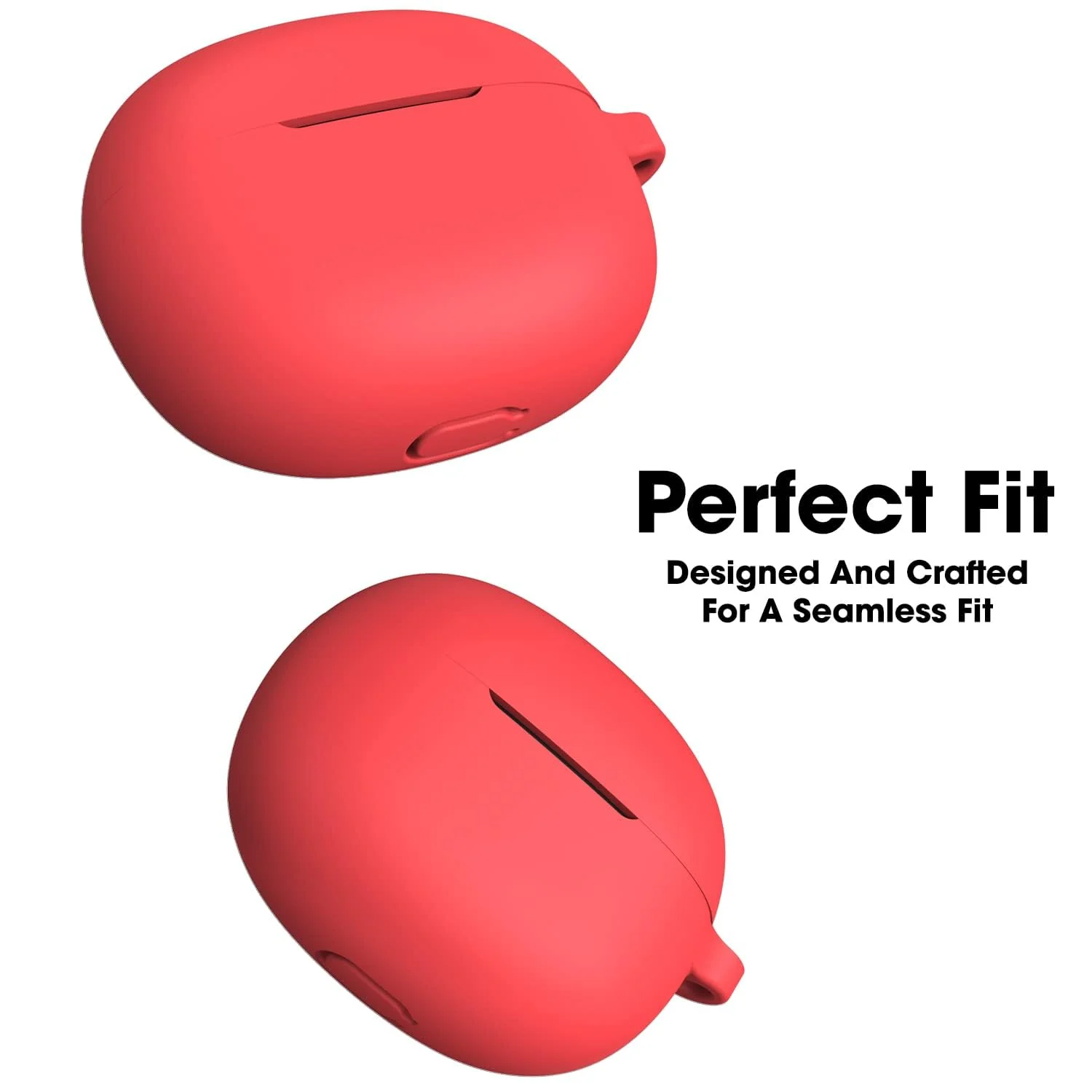 DL3 Mobilak Silicone Case Compatible with realme Buds T100 Earbuds, Soft Silicone Protective Case Cover, Shockproof Sleeve with Carabiner - Red