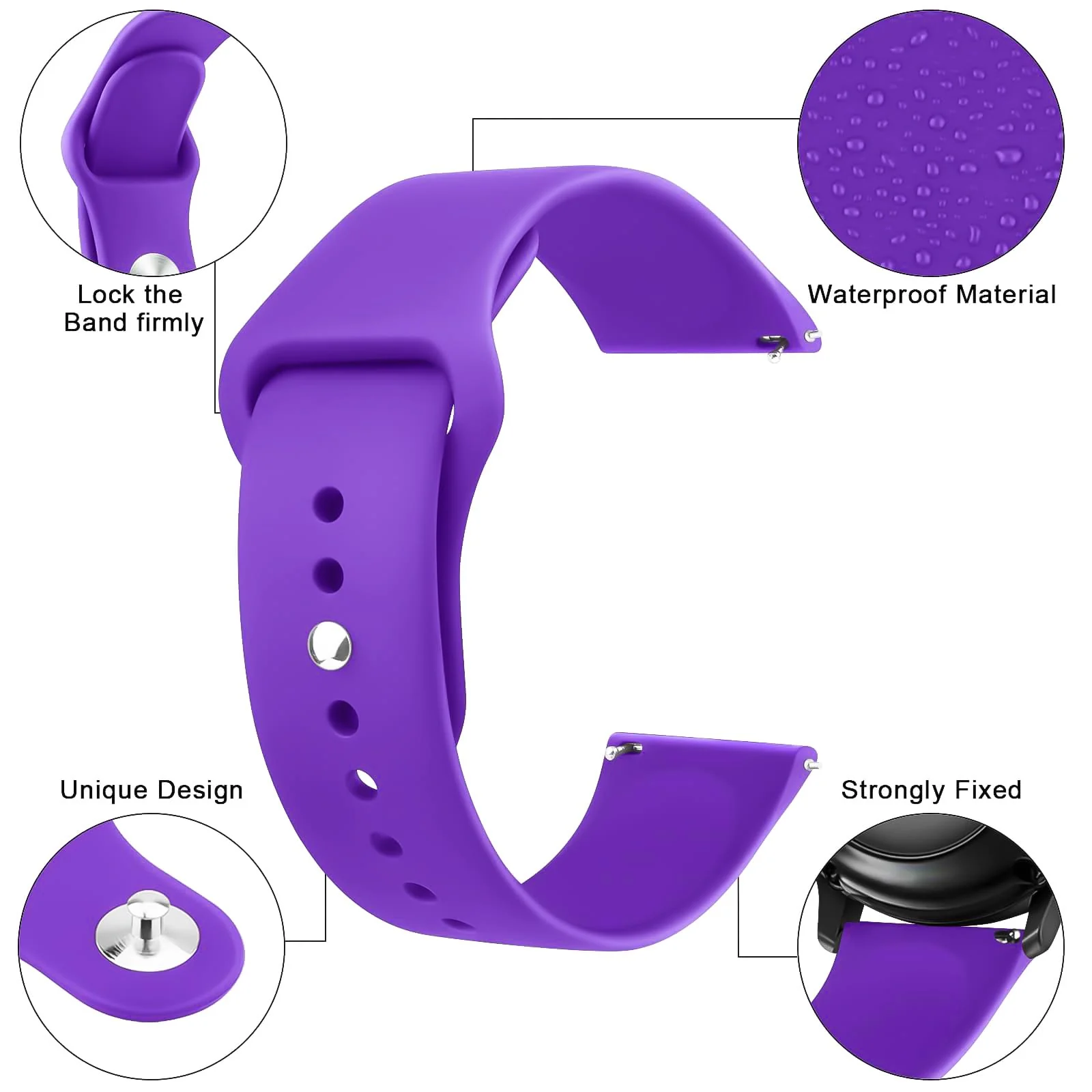 DL3 Mobilak Straps Compatible with Xiaomi Redmi Watch 5 Active/Redmi Watch 5 Lite Bracelets for Men Women, 22mm Soft Silicone Strap, Waterproof Adjustable Band Sports Replacement - Violet