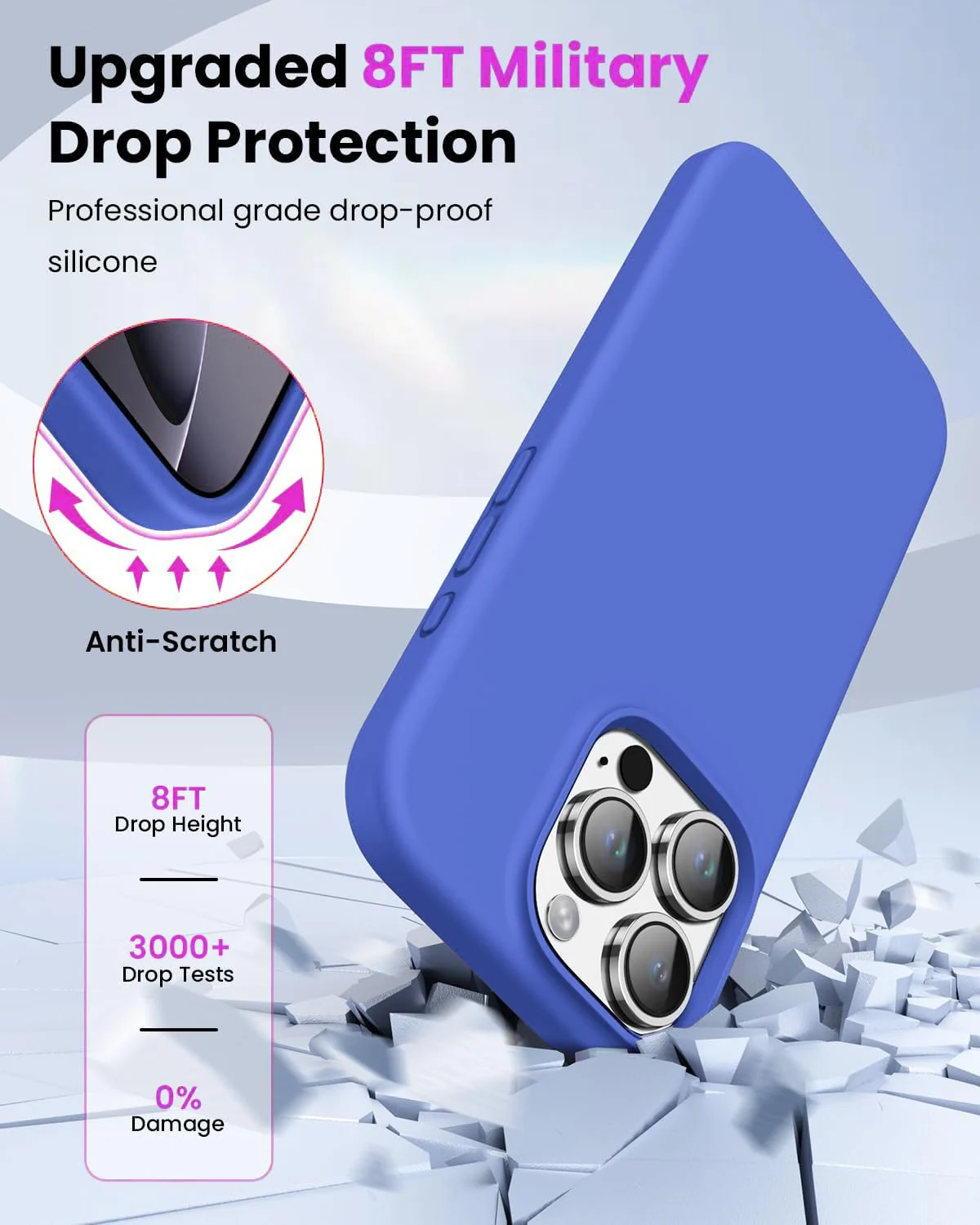 DL3 Mobilak Liquid Silicone Protective Case with Soft Microfiber Lining for iPhone 16 Pro - Light Blue 2