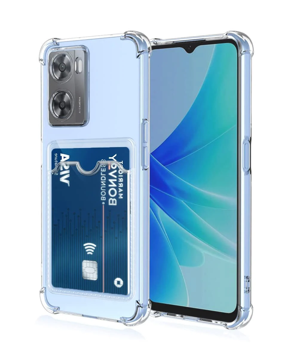 DL3 Mobilak Wallet Phone Case for OPPO A77 4G / A57 4G / A57s / A77s Upgrade Card Slot Case Slim Fit Protective Soft TPU Shockproof Cover with Cute Card Holder - Transparent