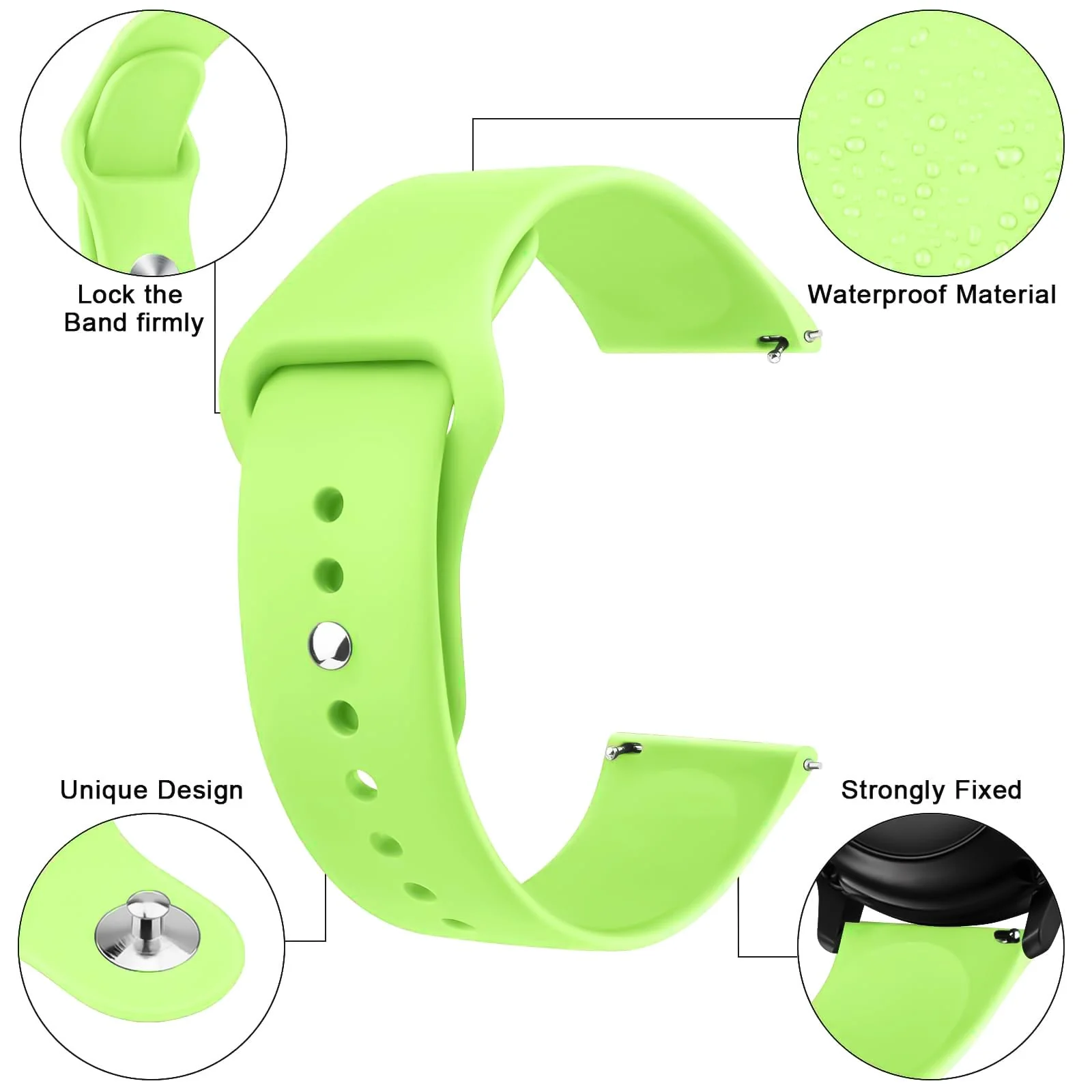 DL3 Mobilak Straps Compatible with Xiaomi Redmi Watch 5 Active/Redmi Watch 5 Lite Bracelets for Men Women, 22mm Soft Silicone Strap, Waterproof Adjustable Band Sports Replacement - Neon Green