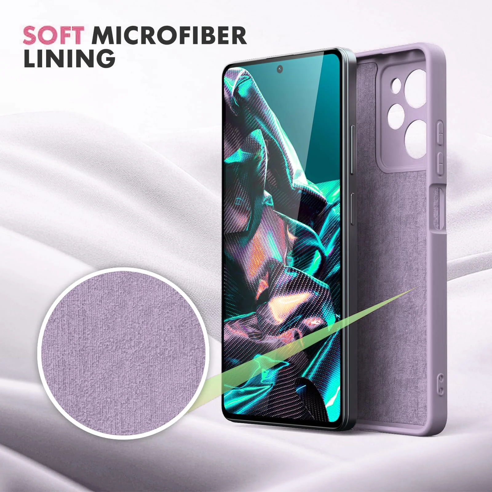 DL3 Mobilak Soft Silicone Protective Case for POCO X5 Pro 5G with Microfiber Lining and Shockproof Design - Lavender