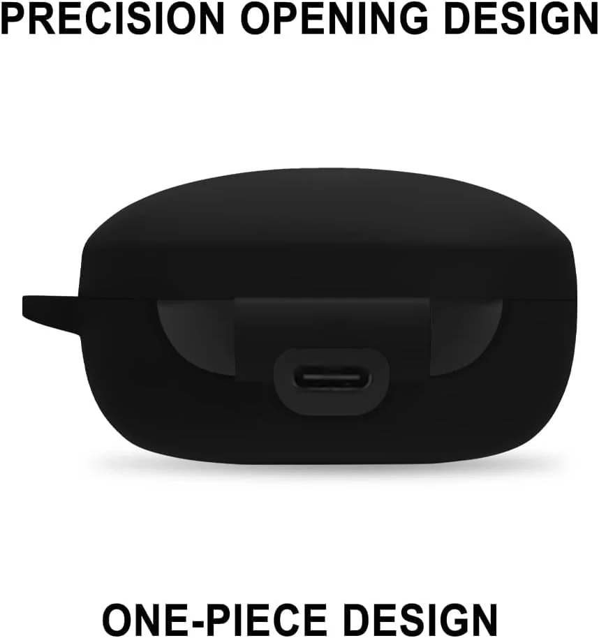 DL3 MOBILAK Silicone Case Compatible with Soundcore Life P2 Mini Earbuds, Soft Silicone Protective Case Cover, Shockproof Sleeve with Carabiner - Black