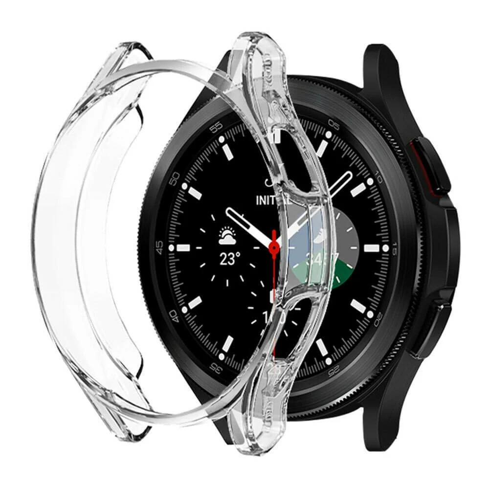 DL3 Mobilak Case Compatible with Samsung watch 4 classic 46mm Case All-Around Screen Protector Watch Soft TPU Shockproof Cover Slim Guard Thin Bumper Shell Protector - Clear