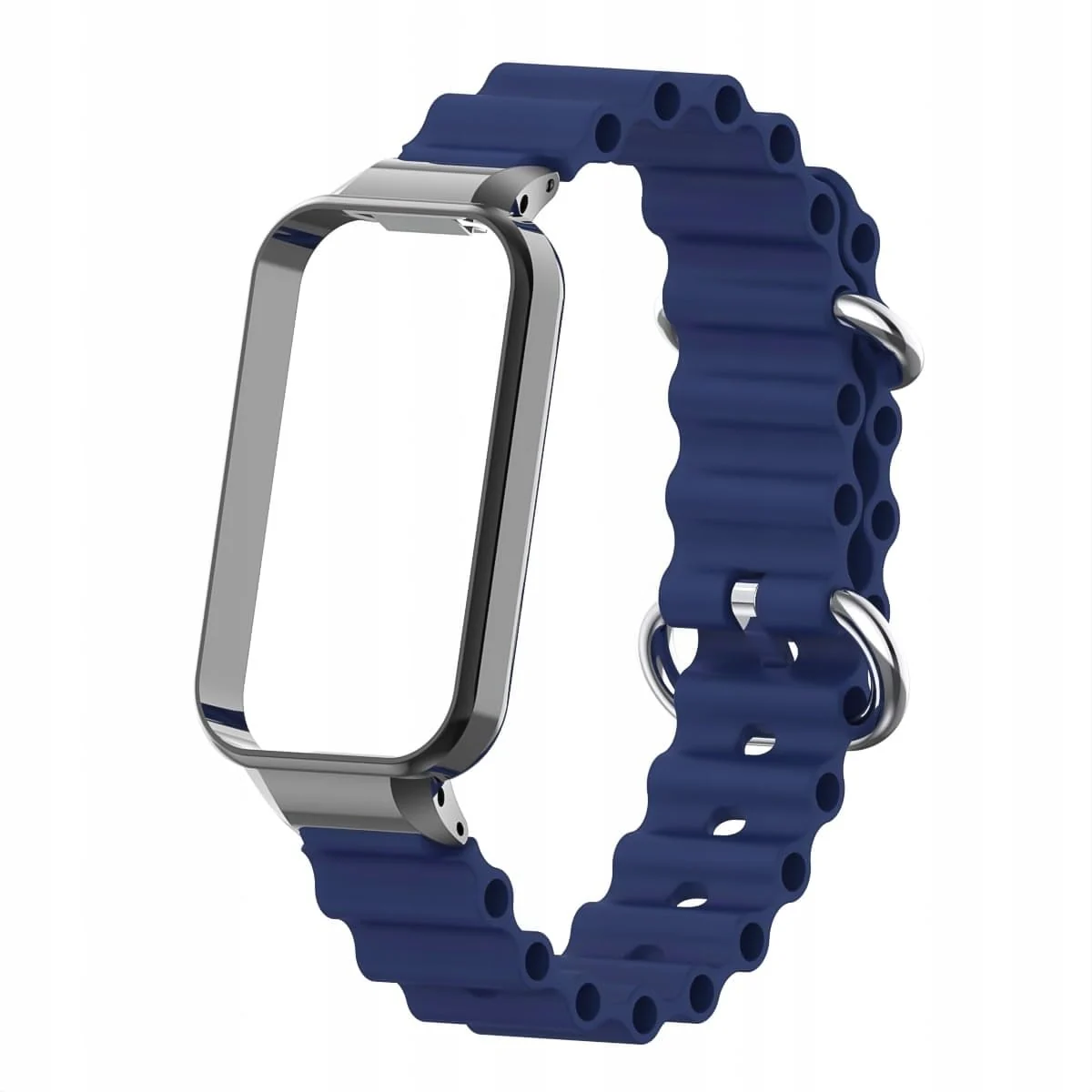 DL3 Mobilak Ocean Compatible with Xiaomi Redmi Band 2/Smart Band 8 Active, Adjustable Silicone Strap with Metal Buckle and Frame for Women Men - Blue