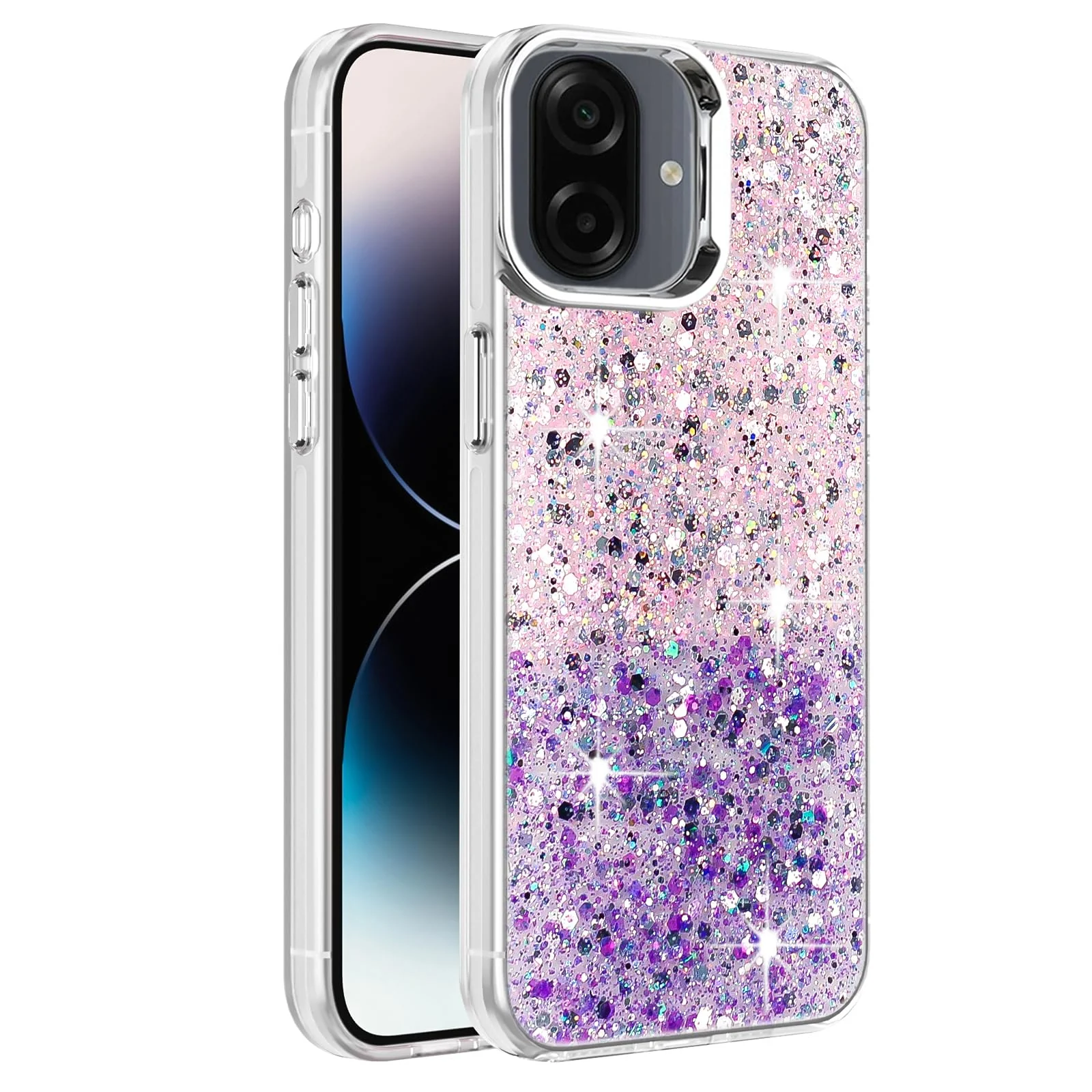 DL3 Mobilak Glitter Rhinestone Protective Case for Samsung Galaxy A07 4G with Shockproof Design - Pink Purple