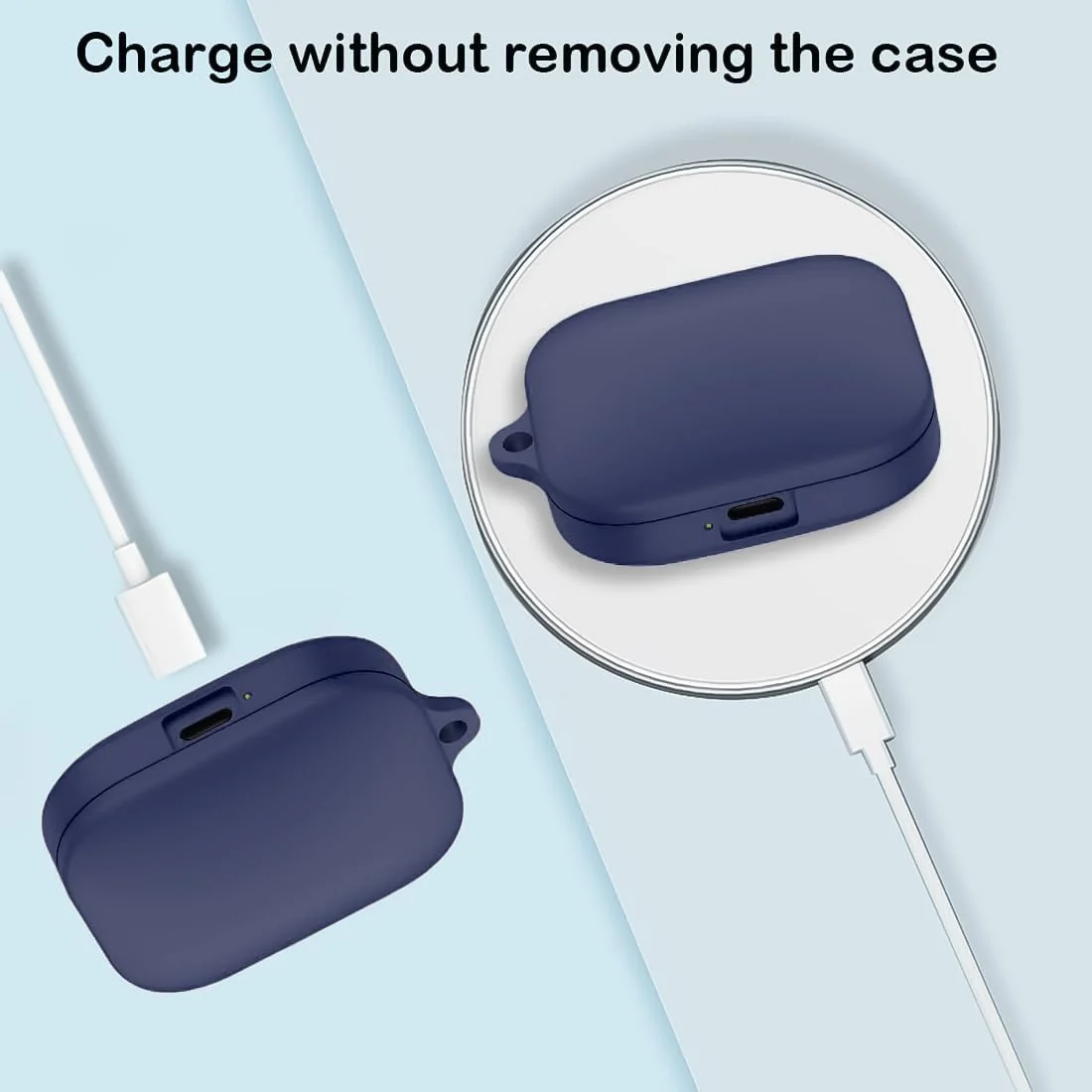 DL3 Mobilak Compatible with Xiaomi Redmi Buds 5 Case Cover, Soft Silicone Shockproof Protective Skin Case for Xiaomi Redmi Buds 5 Wireless Earbuds with Carabiner - Blue