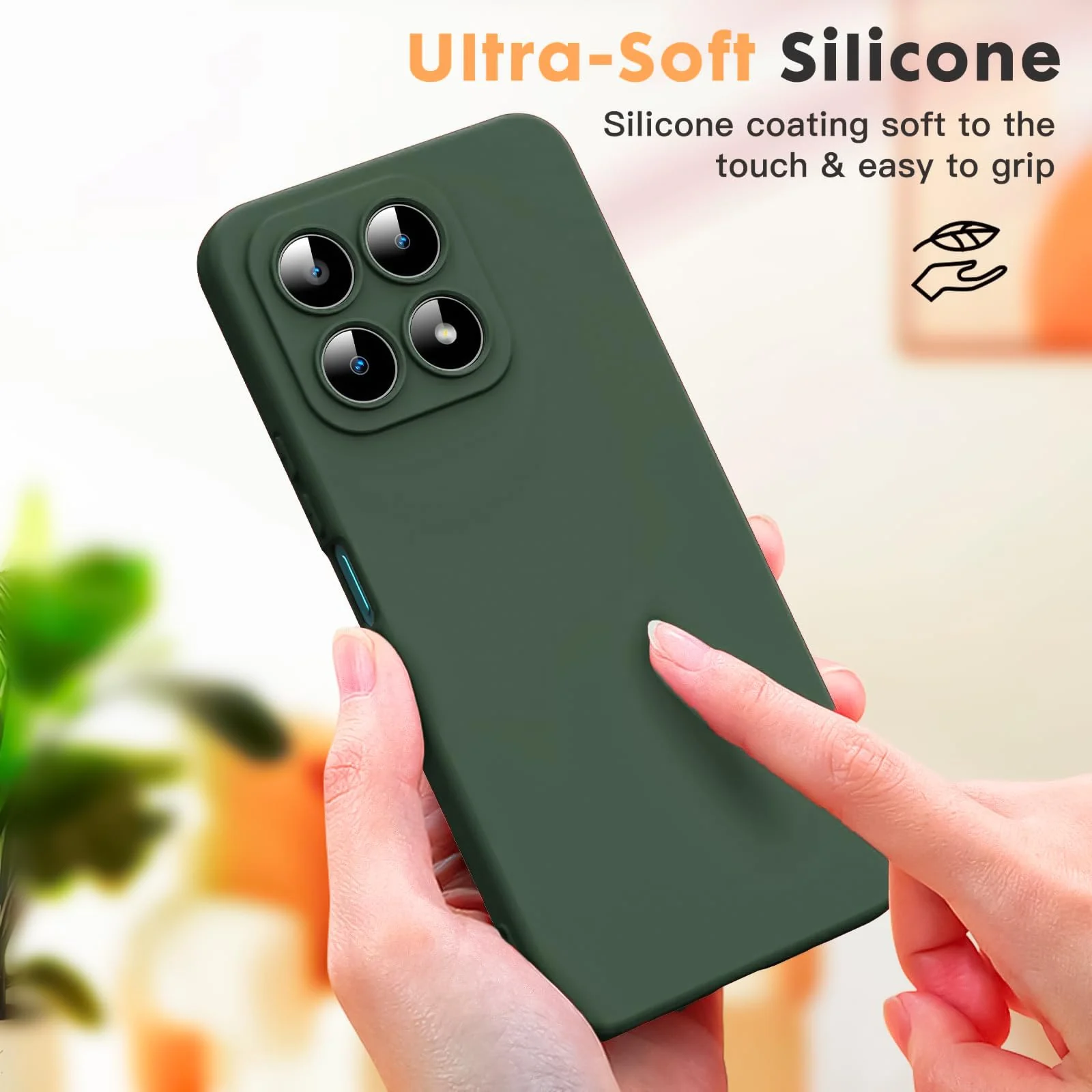 DL3 Mobilak Liquid Silicone Protective Case with Soft Microfiber Lining with Full Camera Protection for Honor X8A - Green