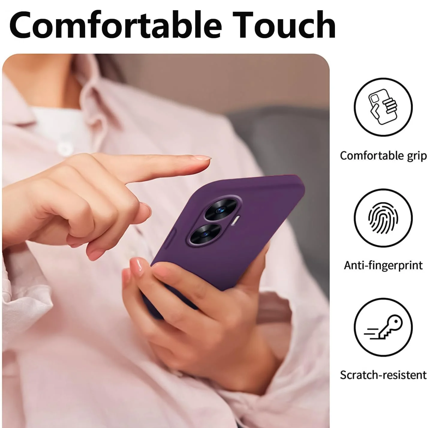 DL3 Mobilak Soft Silicone Protective Case for realme C55 / realme Narzo N55 with Microfiber Lining and Shockproof Design - Violet