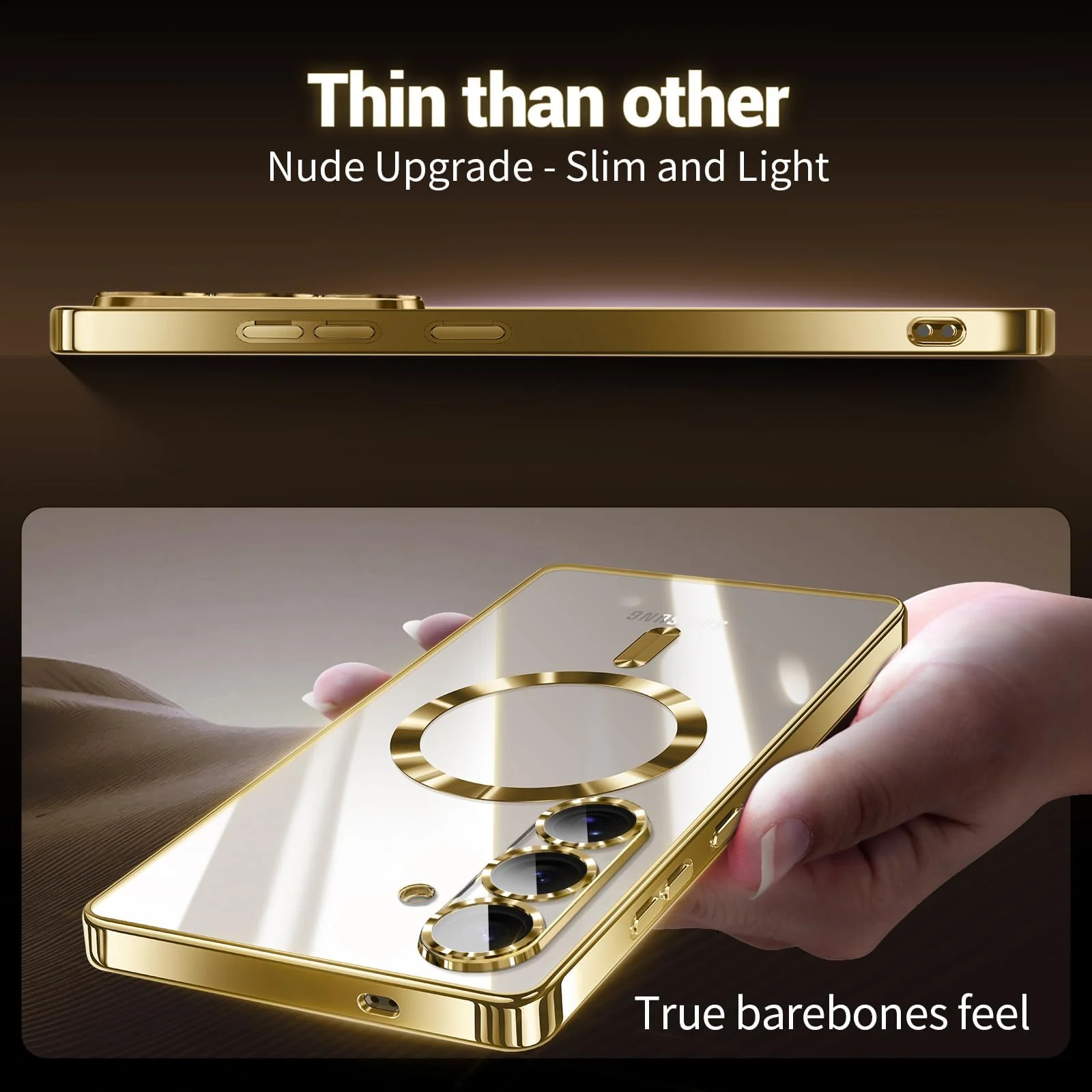 DL3 Mobilak Clear MagSafe-Compatible TPU Case and Camera Lens Protector for Samsung Galaxy A36 5G - Gold