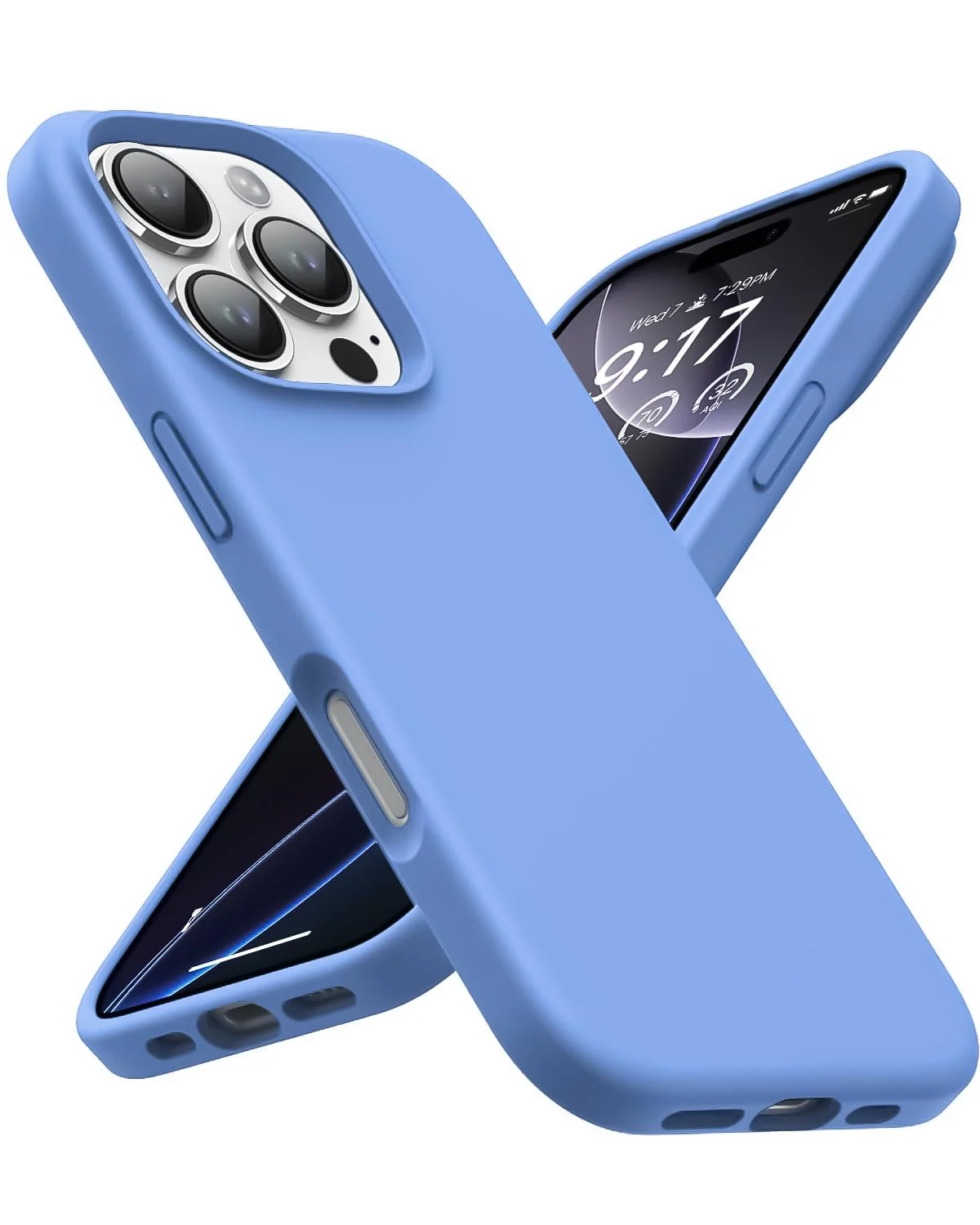 DL3 Mobilak Liquid Silicone Protective Case with Soft Microfiber Lining for iPhone 16 Pro Max - Light Blue