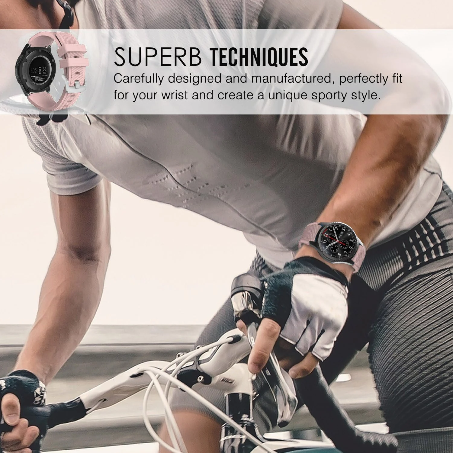DL3 Mobilak Sport Silicone Band 20MM Strap For Samsung Gear Sport/Watch 6/5/4/5 Pro 45mm/S2 classic/active 2 40mm 44mm/Amazfit GTS/2/2e/GTS3/3 Pro/2 Mini/3 Mini/Bip 3/Bip 3 Pro - Baby Pink