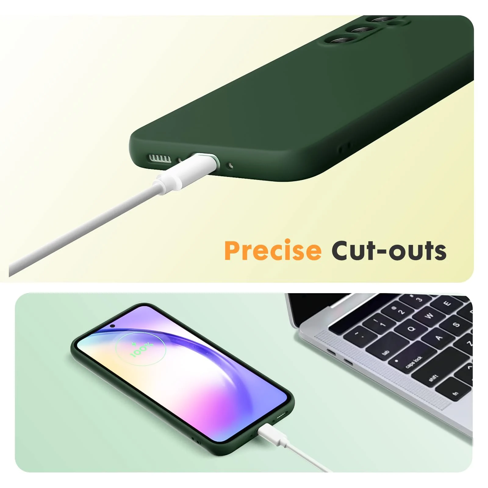 DL3 Mobilak Soft Silicone Protective Case for Samsung Galaxy A34 4G / 5G with Microfiber Lining and Shockproof Design - Green