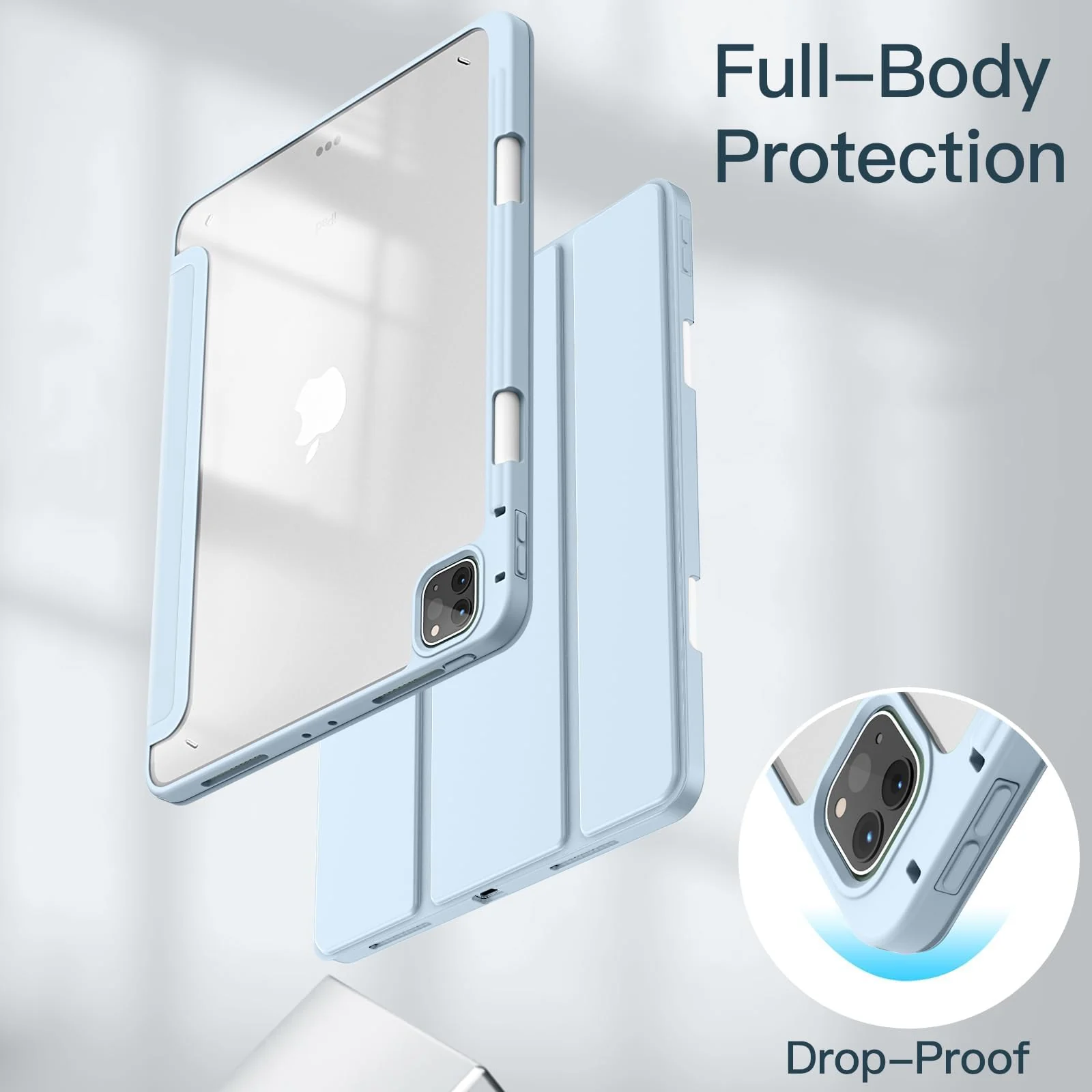 DL3 Mobilak Xiaomi Redmi Pad SE 11 inch Tablet 2023 Case with Pen Holder, Soft TPU Back Trifold Stand Protective Smart Cover Flip, Auto Wake & Sleep - Sky Blue