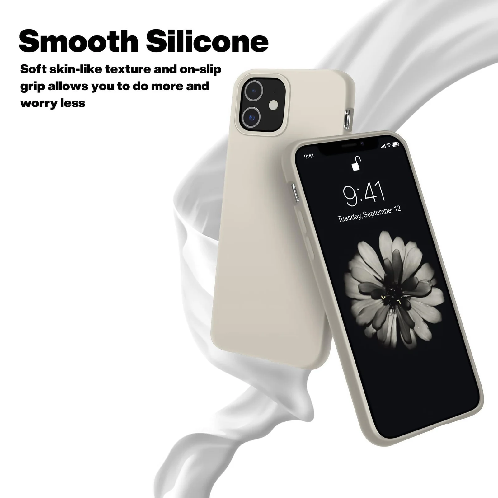 DL3 Mobilak Liquid Silicone Protective Case for iPhone 11 (6.1 Inch) with Camera Protection and Microfiber Lining - Off White