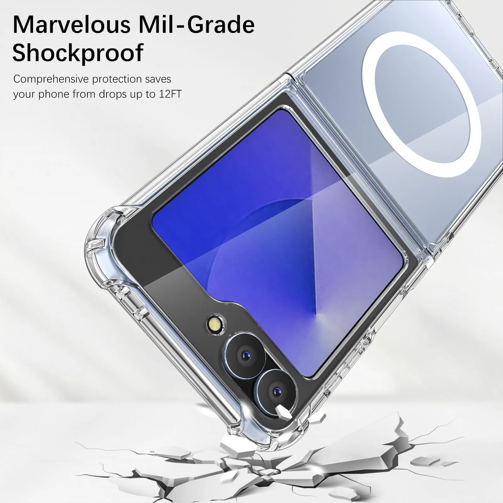 DL3 MOBILAK for Samsung Galaxy Z Flip 6 Clear Case,Compatible with MagSafe Transparent Shockproof Protection Yellowing Resistant Magnetic Phone Case for Galaxy Z Flip 6 5G (2024) - Clear