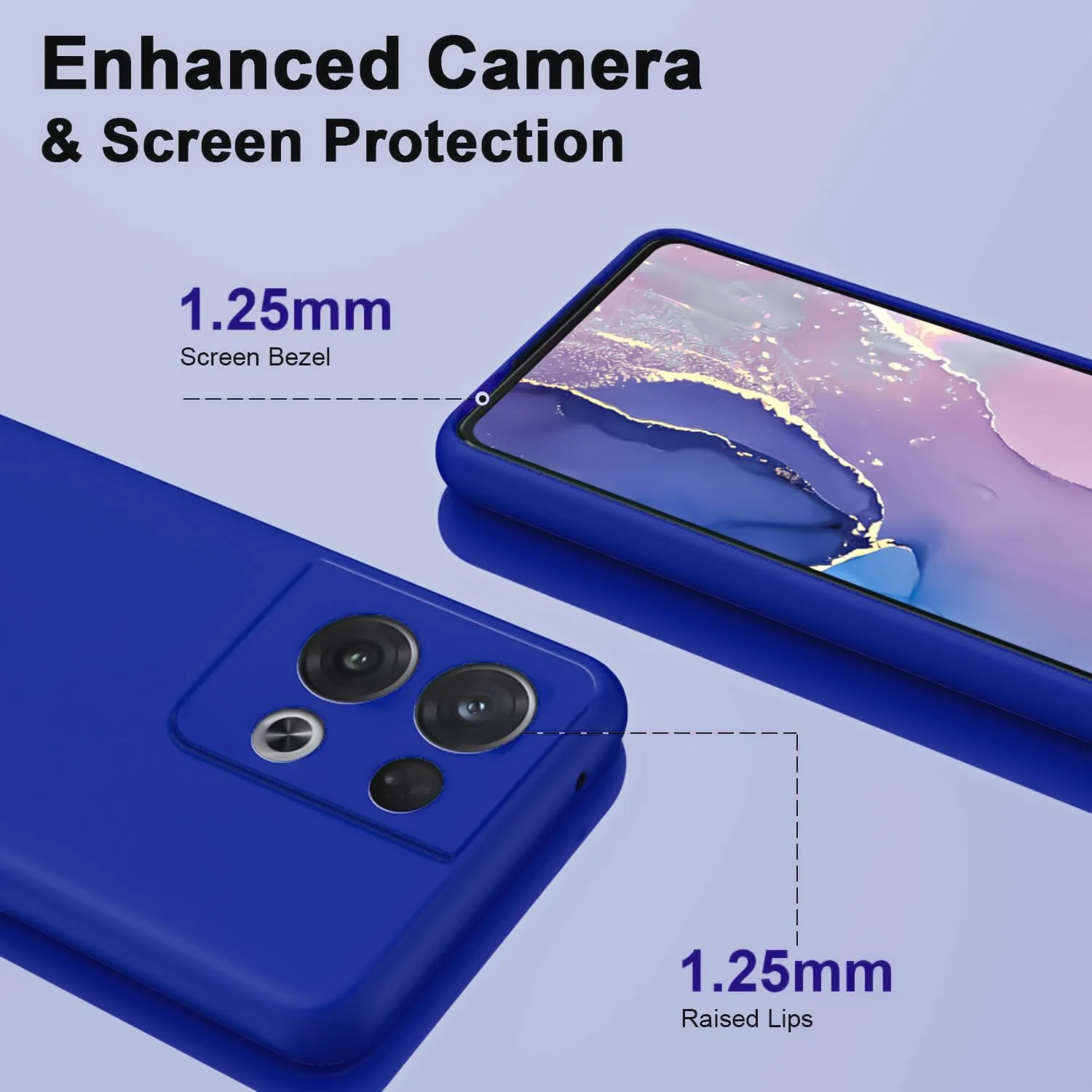 DL3 Mobilak Liquid Silicone Protective Case with Soft Microfiber Lining with Full Camera Protection for OPPO Reno 8 Pro 5G / Reno8 Pro+ Plus 5G - Pepsi