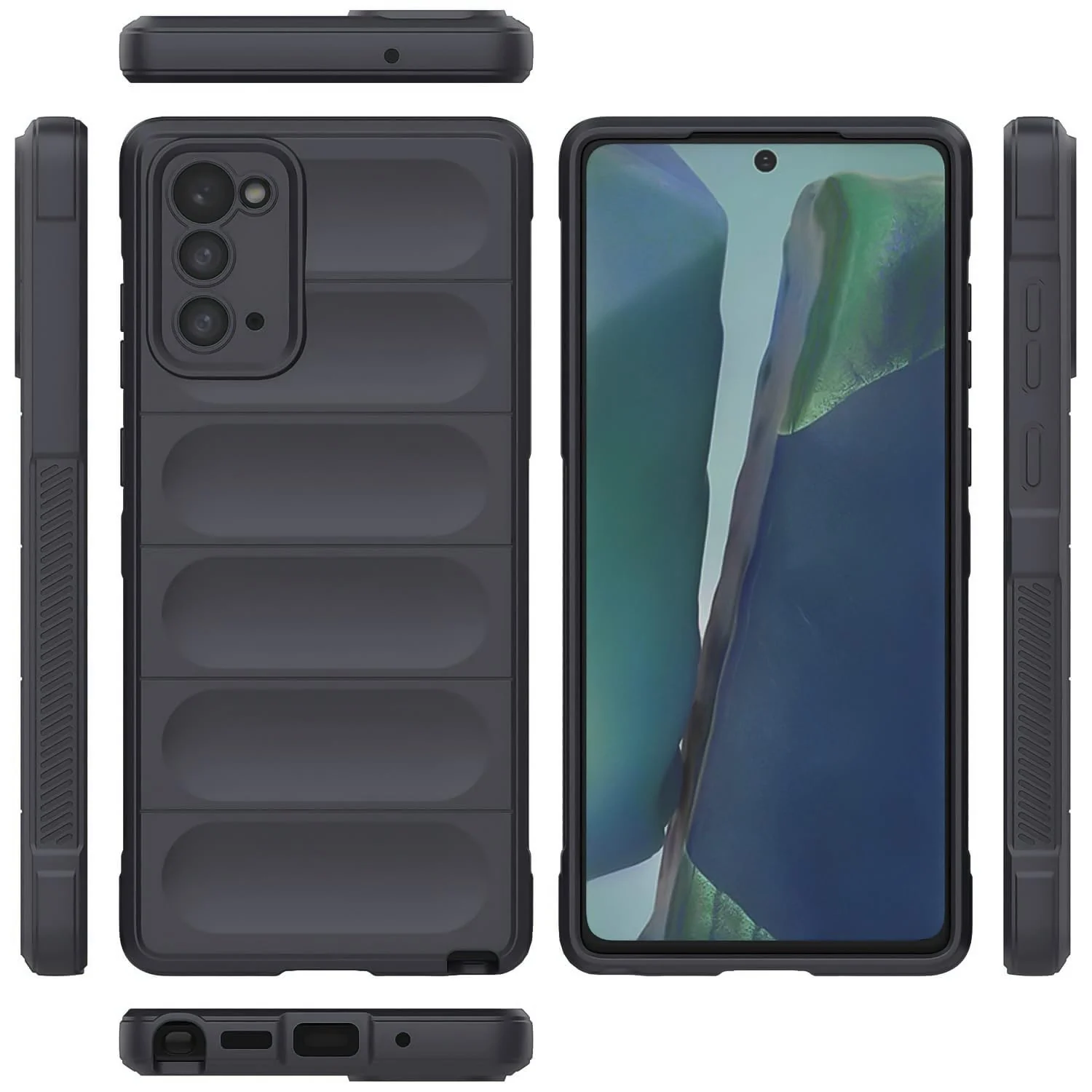 DL3 Mobilak Silicone Case for Samsung Galaxy Note 20 5G Heavy Duty Protective [Slim Fit] Shockproof Soft Flexible Protective Design Shock-Absorption TPU Cover With Camera Protection - Dark Gray