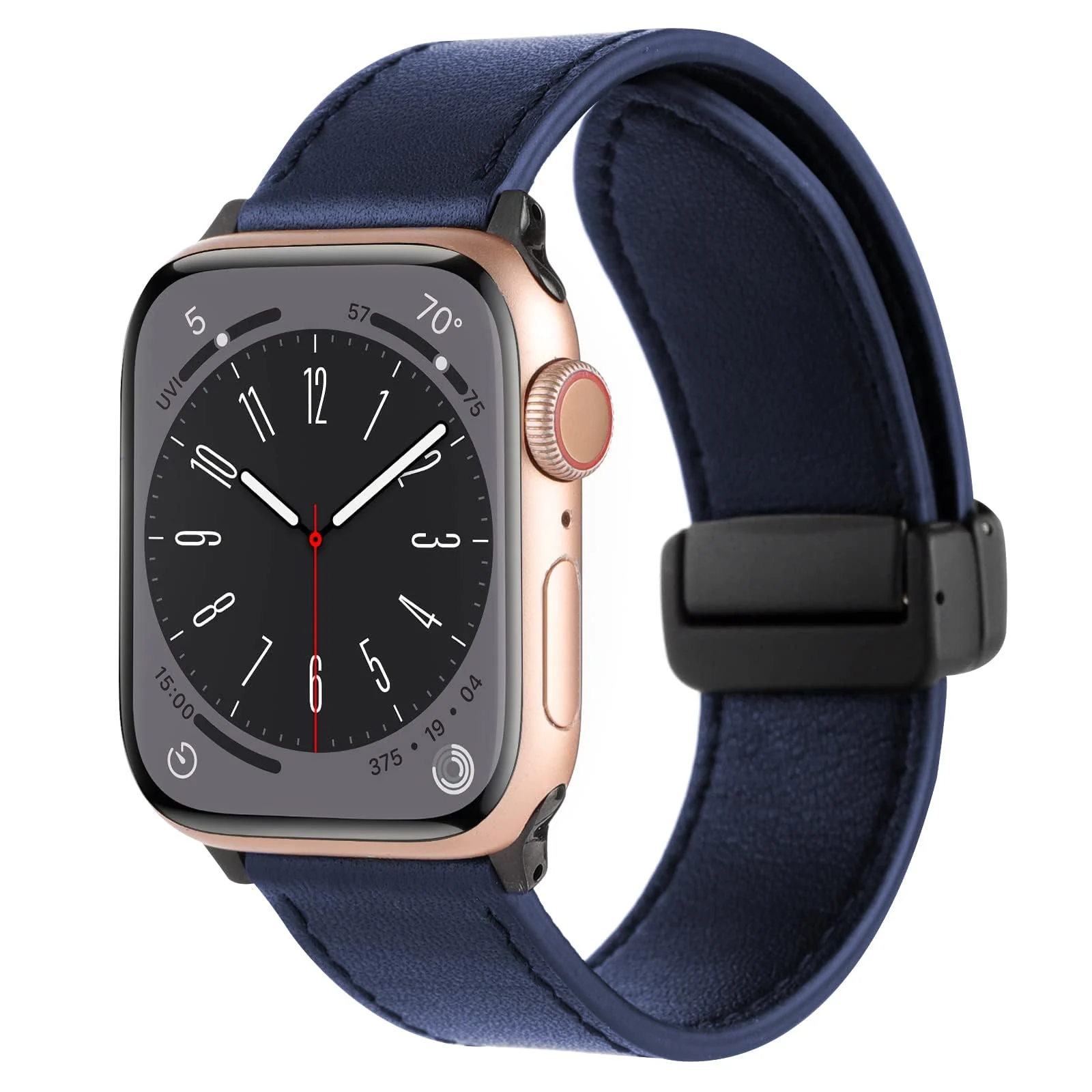 DL3 Mobilak Leather Bands Compatible with Apple Watch Band 49mm 45mm 44mm 42mm, Leather Magnetic Buckle Design Strap For iWatch Ultra Ultra 2 SE Series 9 8 7 6 5 4 3 2 1 Wristband For Men Women - Blue