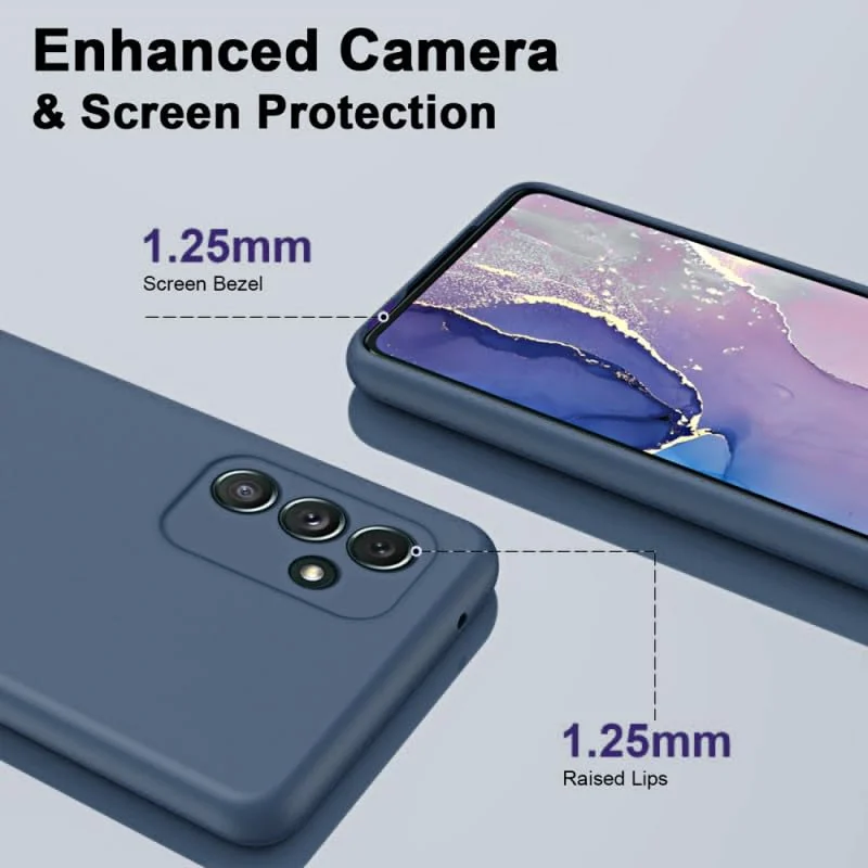 DL3 Mobilak Samsung Galaxy A54 5G Case, Soft Flexible Silicone Gel Rubber Bumper Cover, Full Body Shockproof Protective Phone Case - Midnight Blue