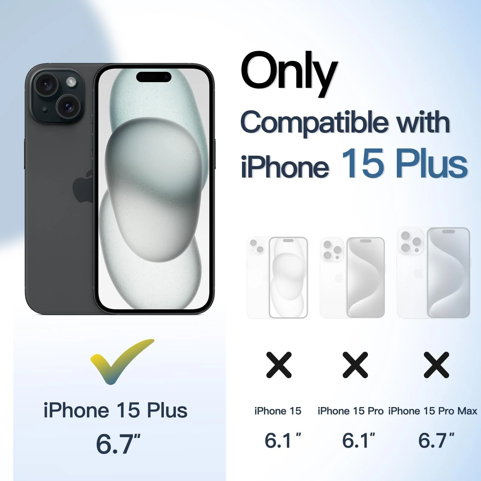 DL3 Mobilak Clear PC and TPU Protective Case for iPhone 15 Plus 6.7-Inch / iPhone 14 Plus 6.7-Inch with Camera Protection and Shockproof Design - Black