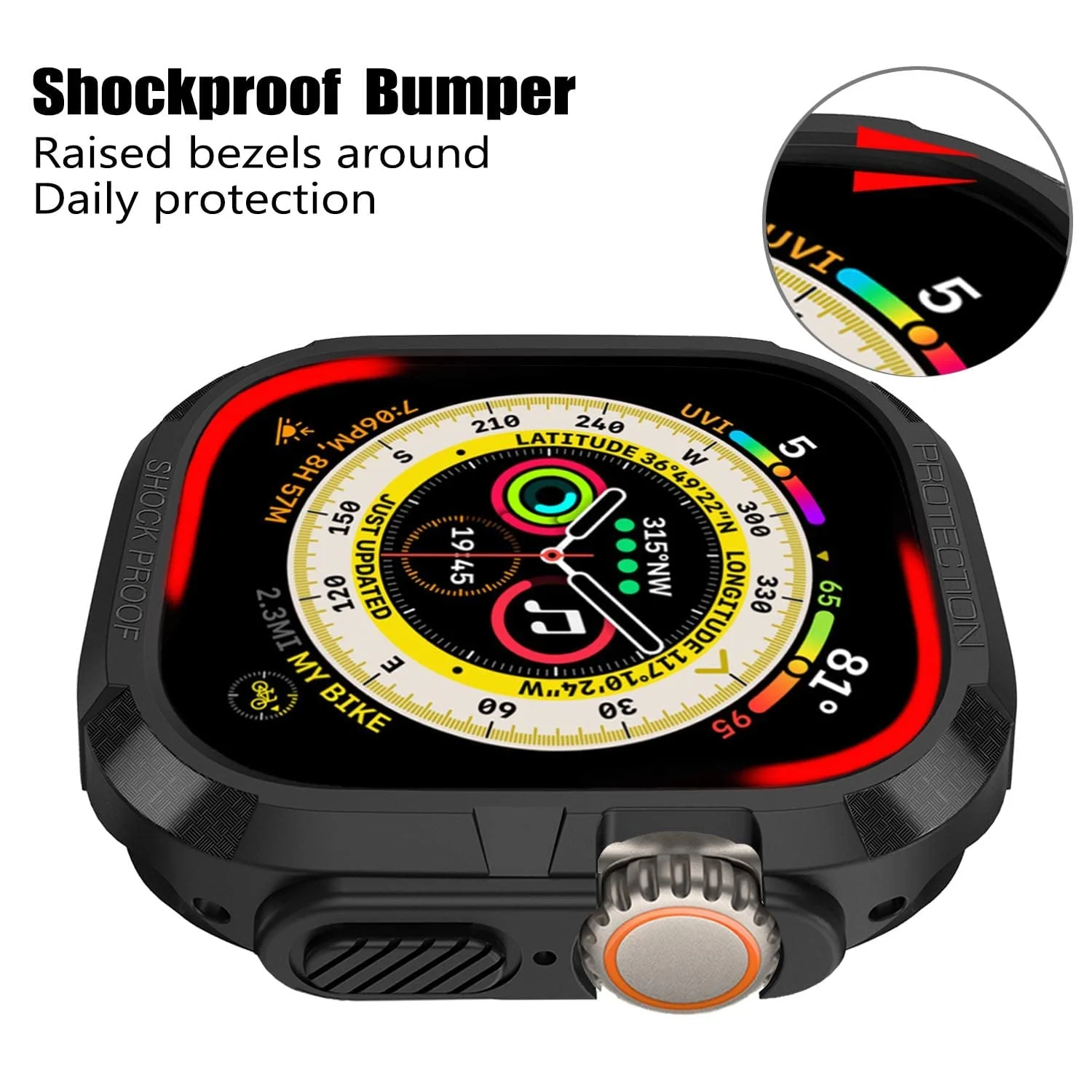 DL3 Mobilak Compatible for Apple Watch Ultra 49mm Rugged Case All Around Shockproof TPU Protective Cover Bumper Lightweight and Shock Absorbent for Apple Watch Ultra 49mm - Black